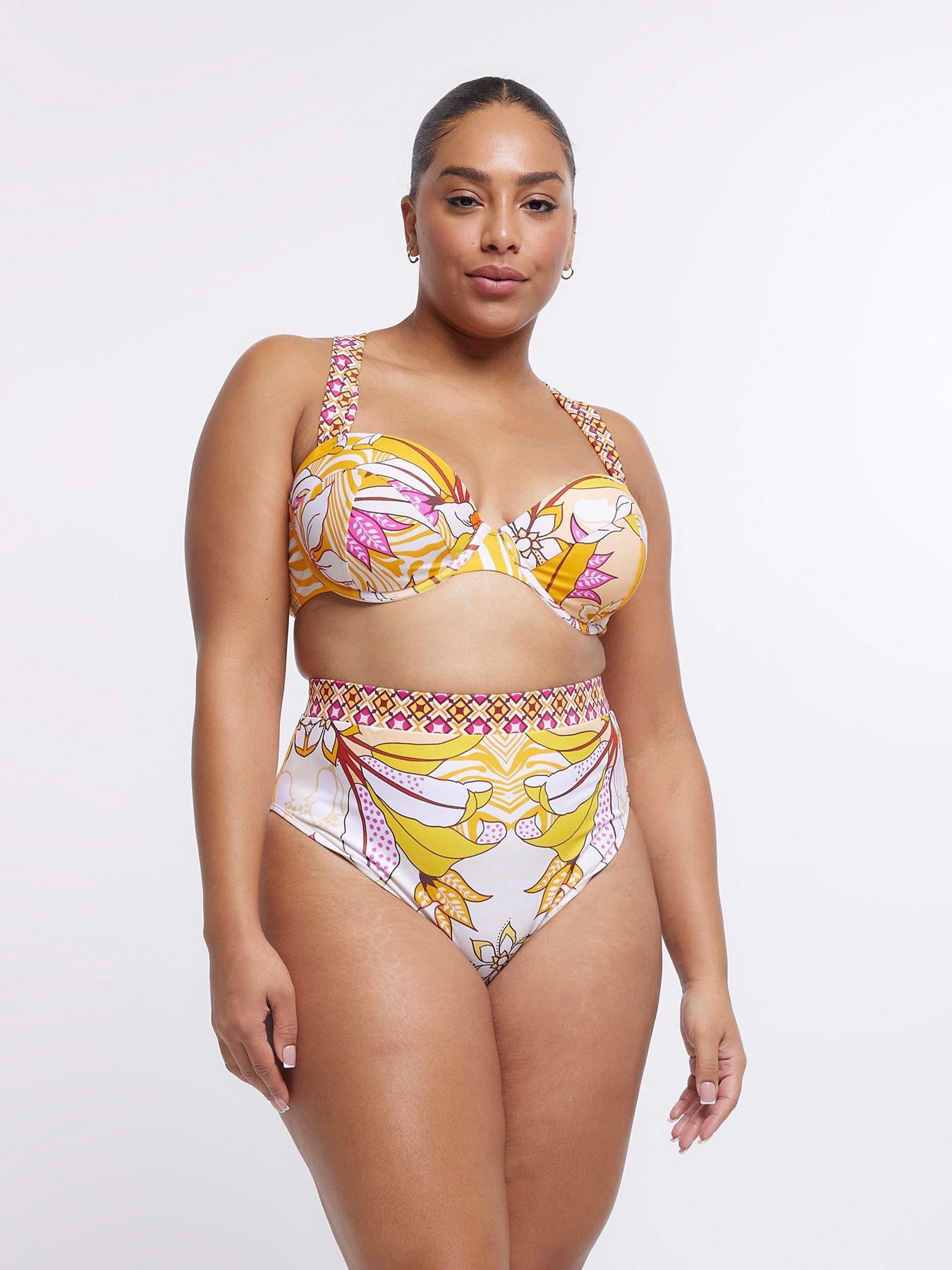 River Island Printed Balconette Bikini Top - Orange