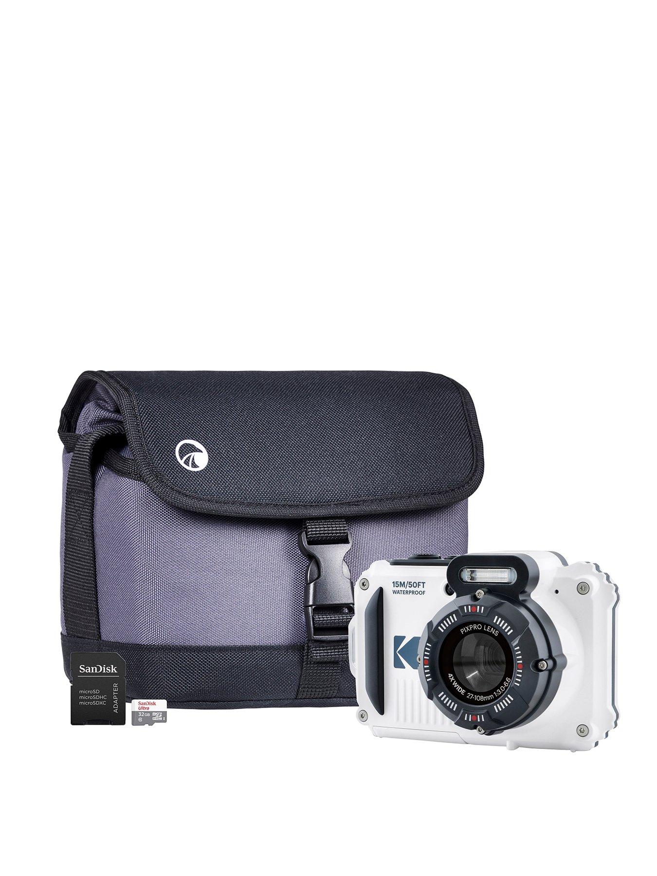Kodak Kodak PIXPRO WPZ2 4x Zoom Tough Camera inc Shoulder Bag with Compartment  &  32GB MicroSD Card - White