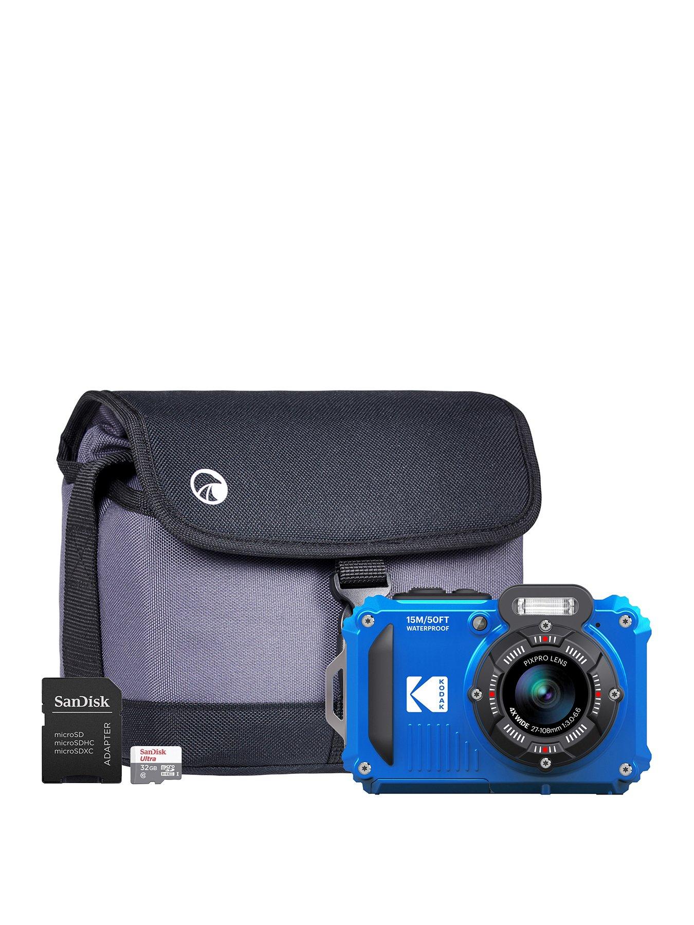 Kodak Kodak PIXPRO WPZ2 4x Zoom Tough Camera inc Shoulder Bag with Compartment  &  32GB MicroSD Card - Blue