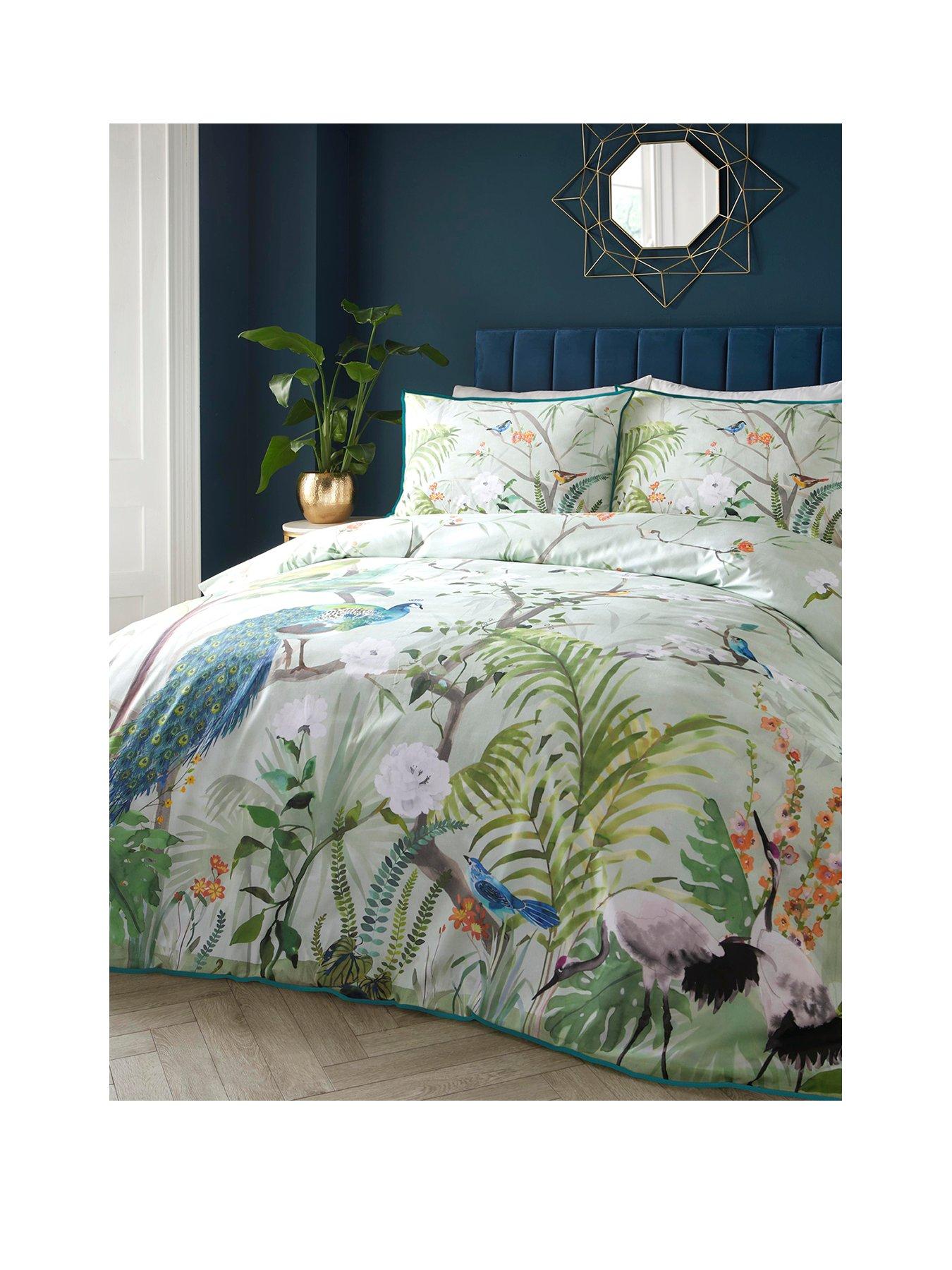 undefined Peacock Jungle 100% Cotton Duvet Cover Set