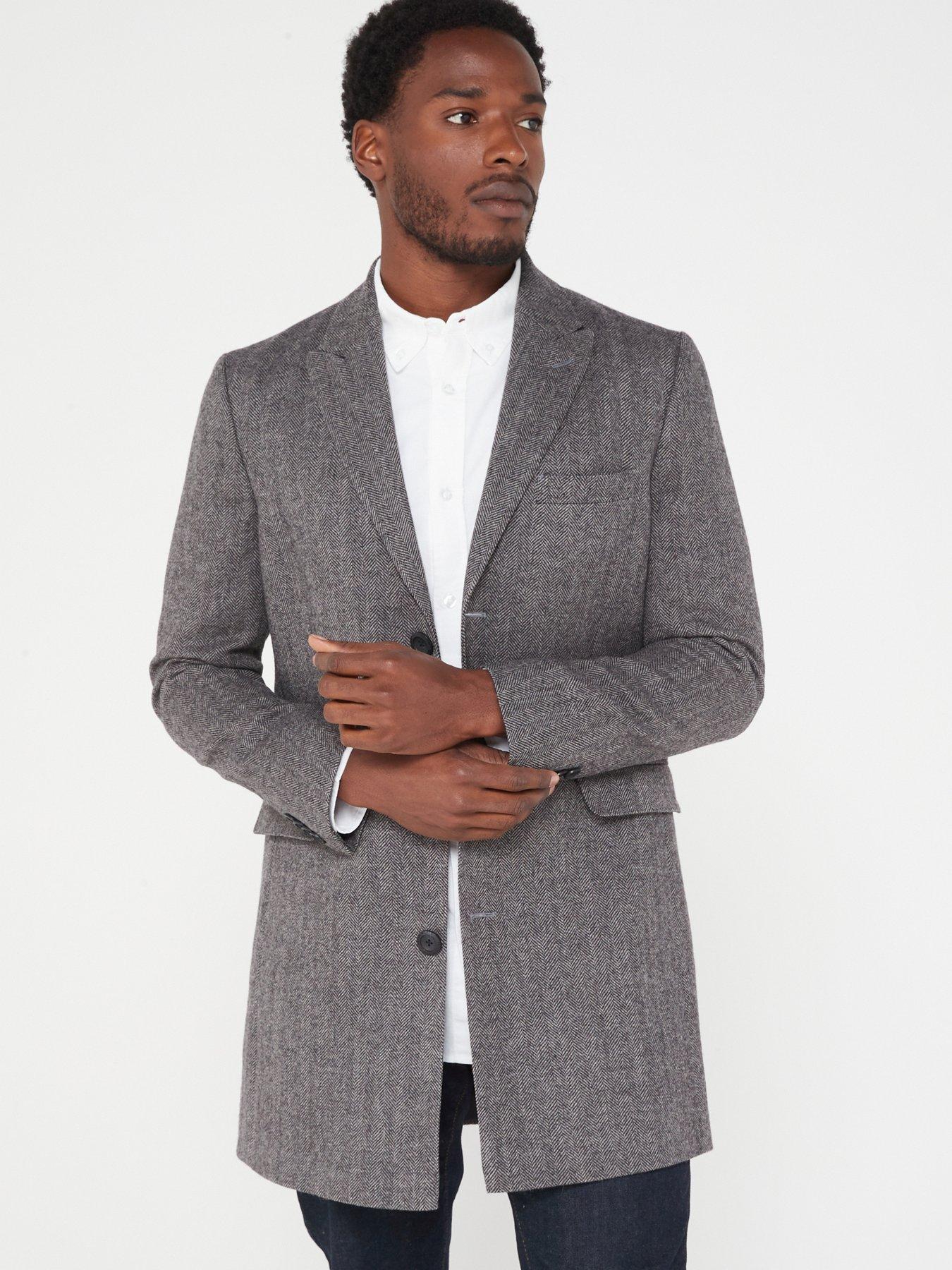 Peter Werth X Very Check Wool Overcoat Grey Very Ireland