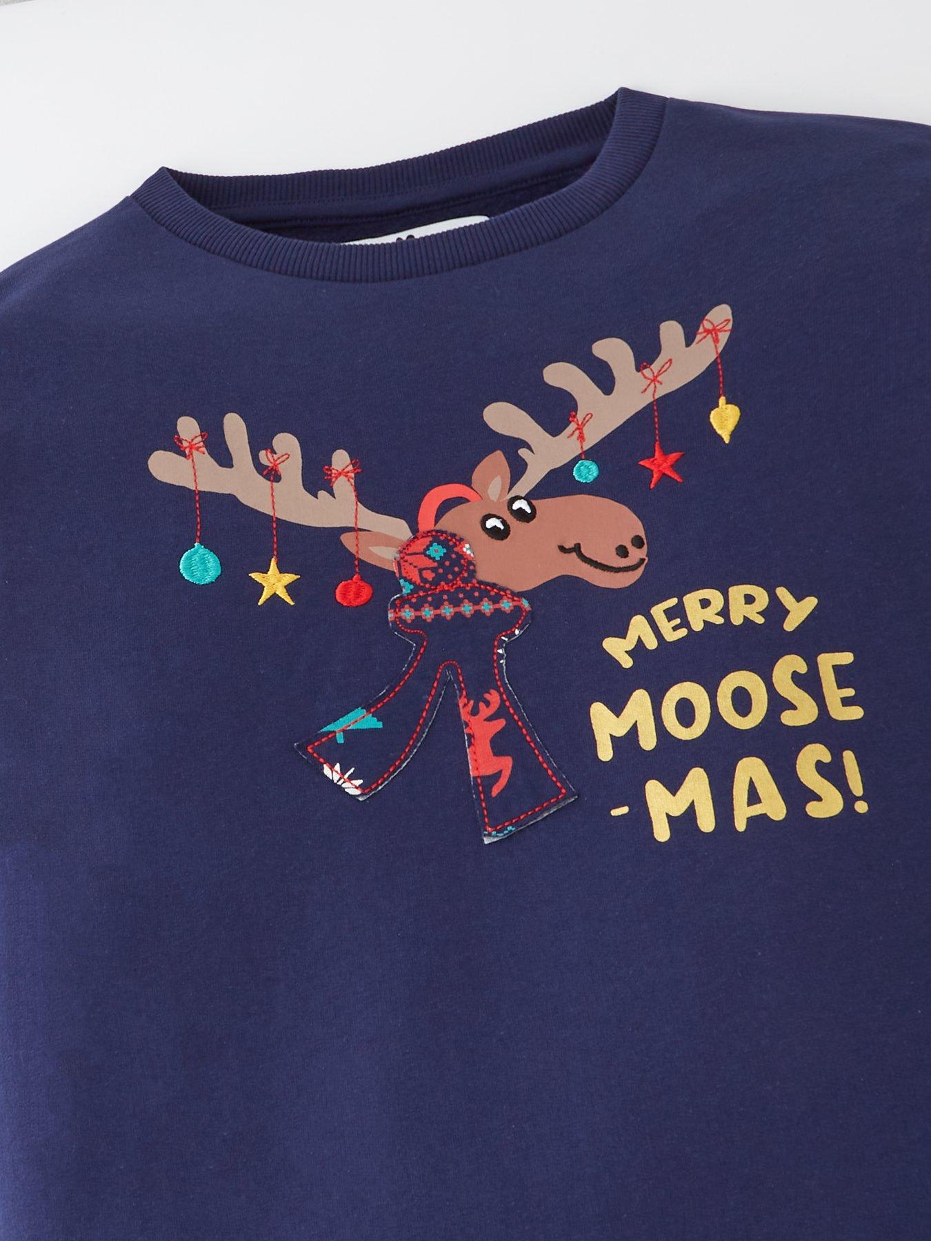 Very Man Mens Family Moose Fairisle Mini Me Christmas Pyjamas - Navy