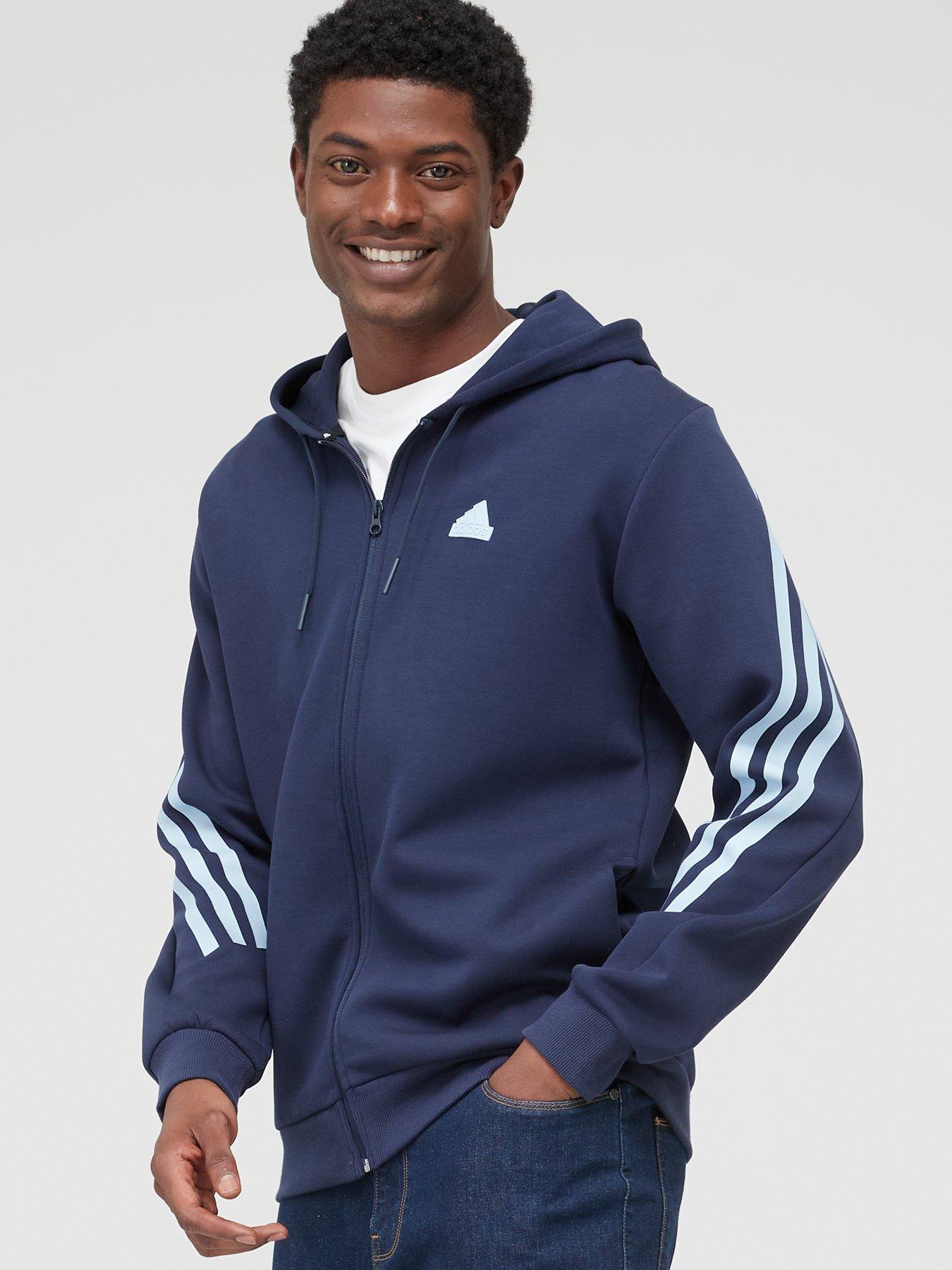 Adidas 3 stripes full zip outlet hoodie