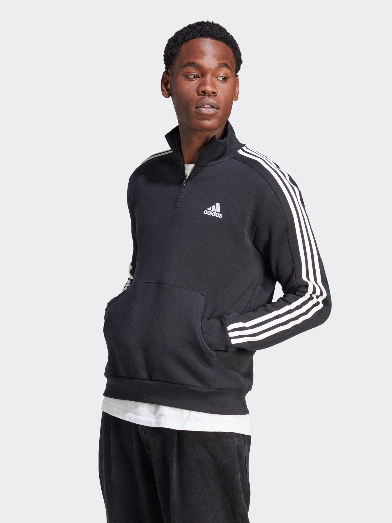 adidas Men's Standard Essentials Fleece Open Hem 3-Stripes Pants, Black,  Small : : Mode