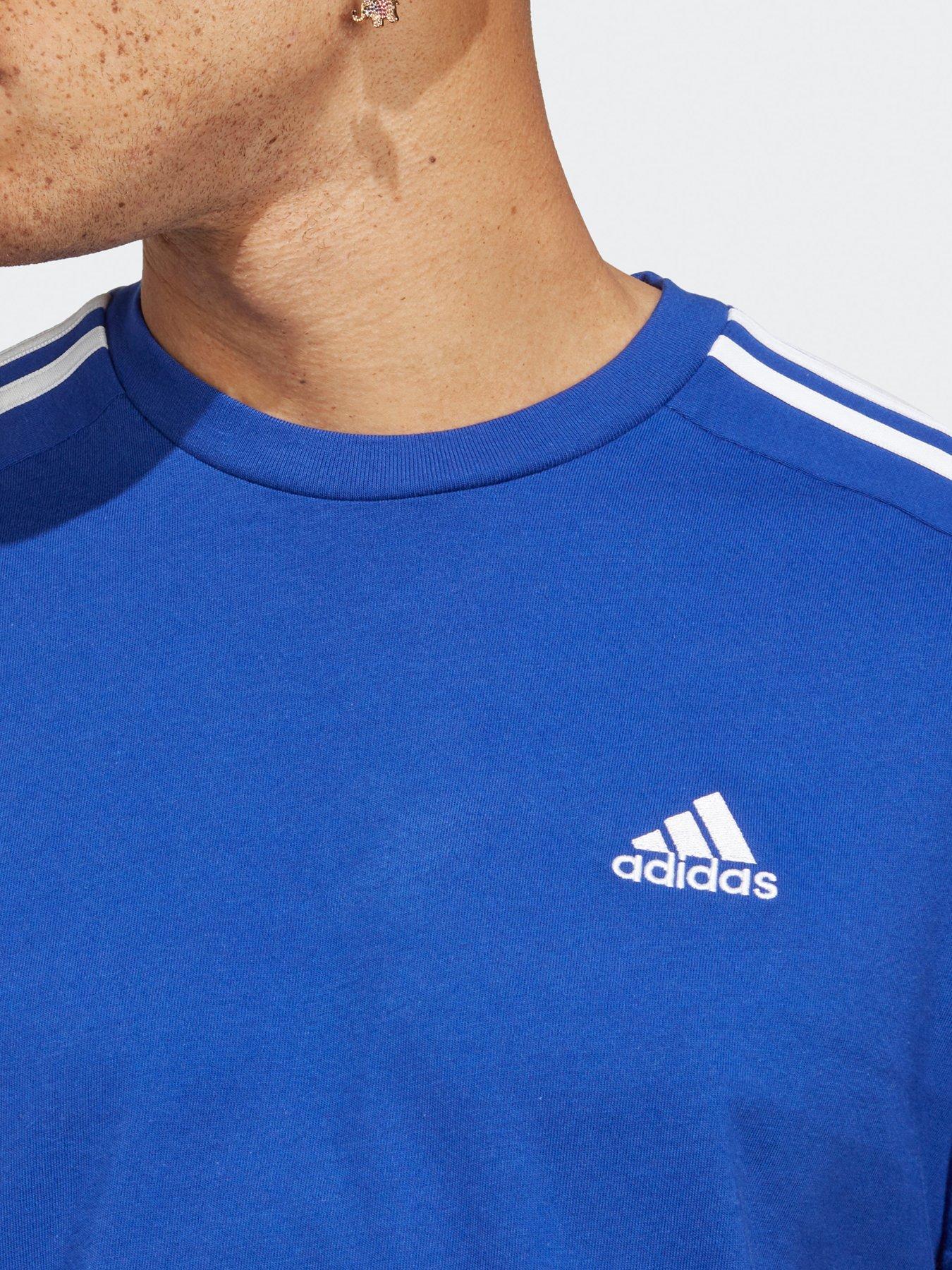 adidas-sportswear-mens-essentials-3-stripe-short-sleeve-t-shirt-blueoutfit