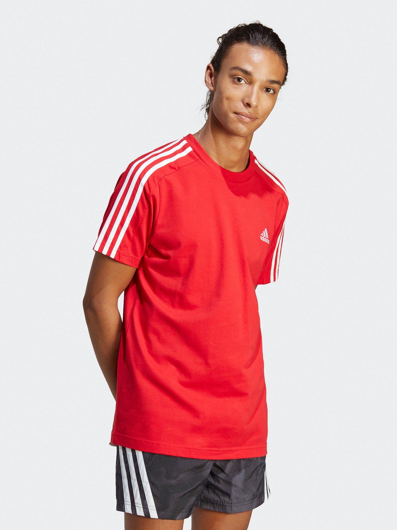 adidas-sportswear-mens-essentials-3-stripe-short-sleeve-t-shirt-redfront