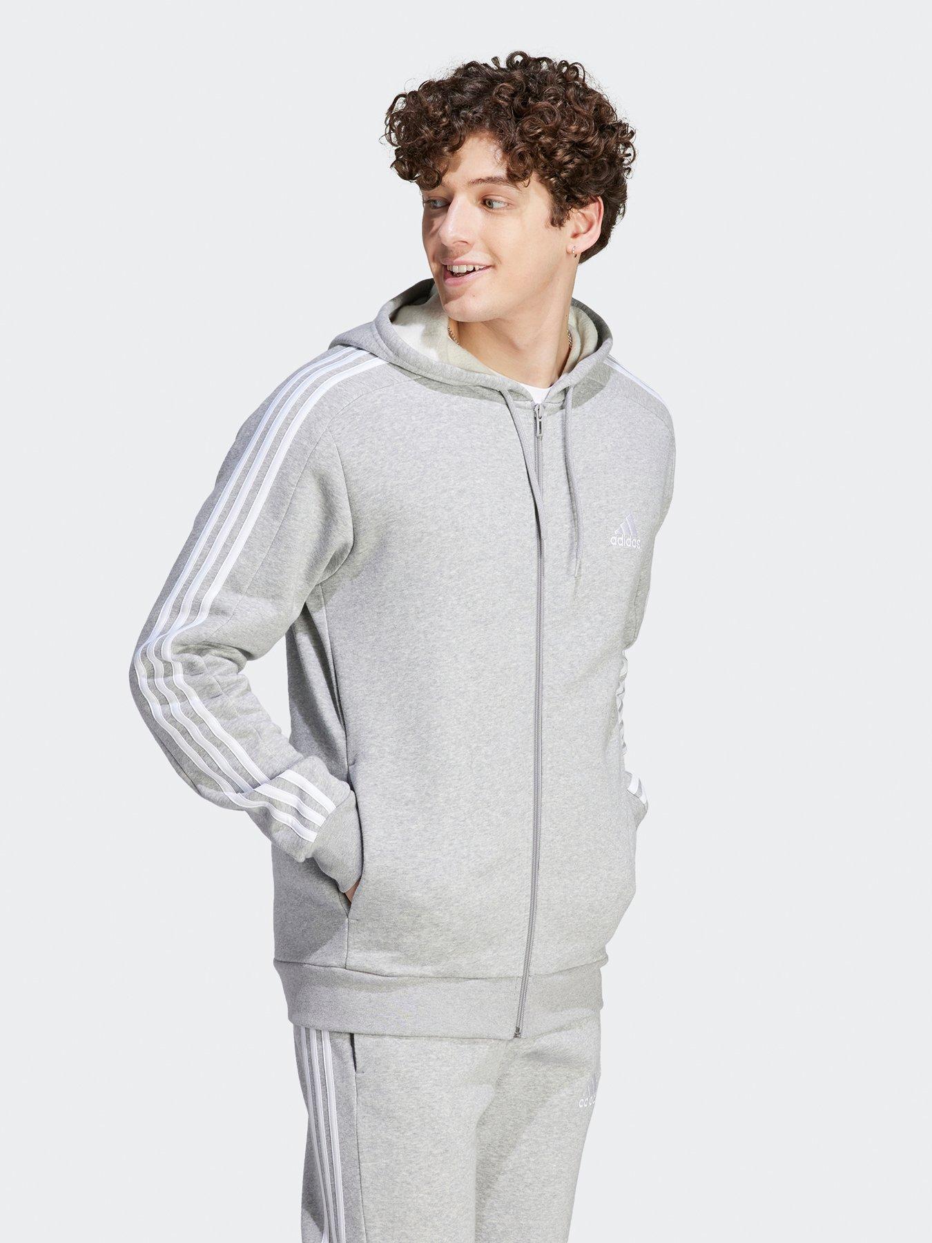 Adidas originals hoodie 3 stripe zip through sale