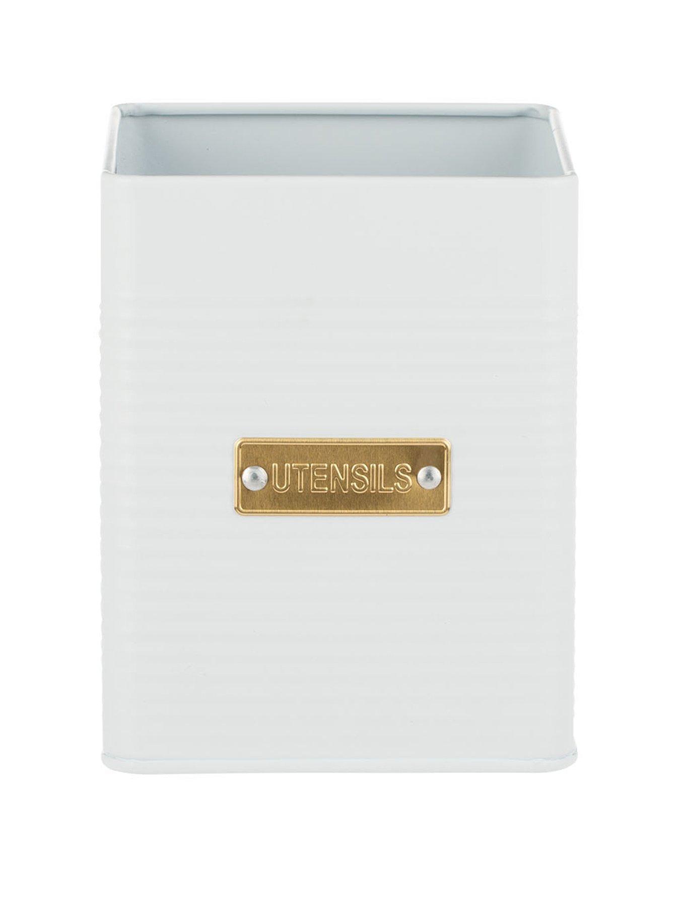 undefined Otto Square Utensil Tin - White