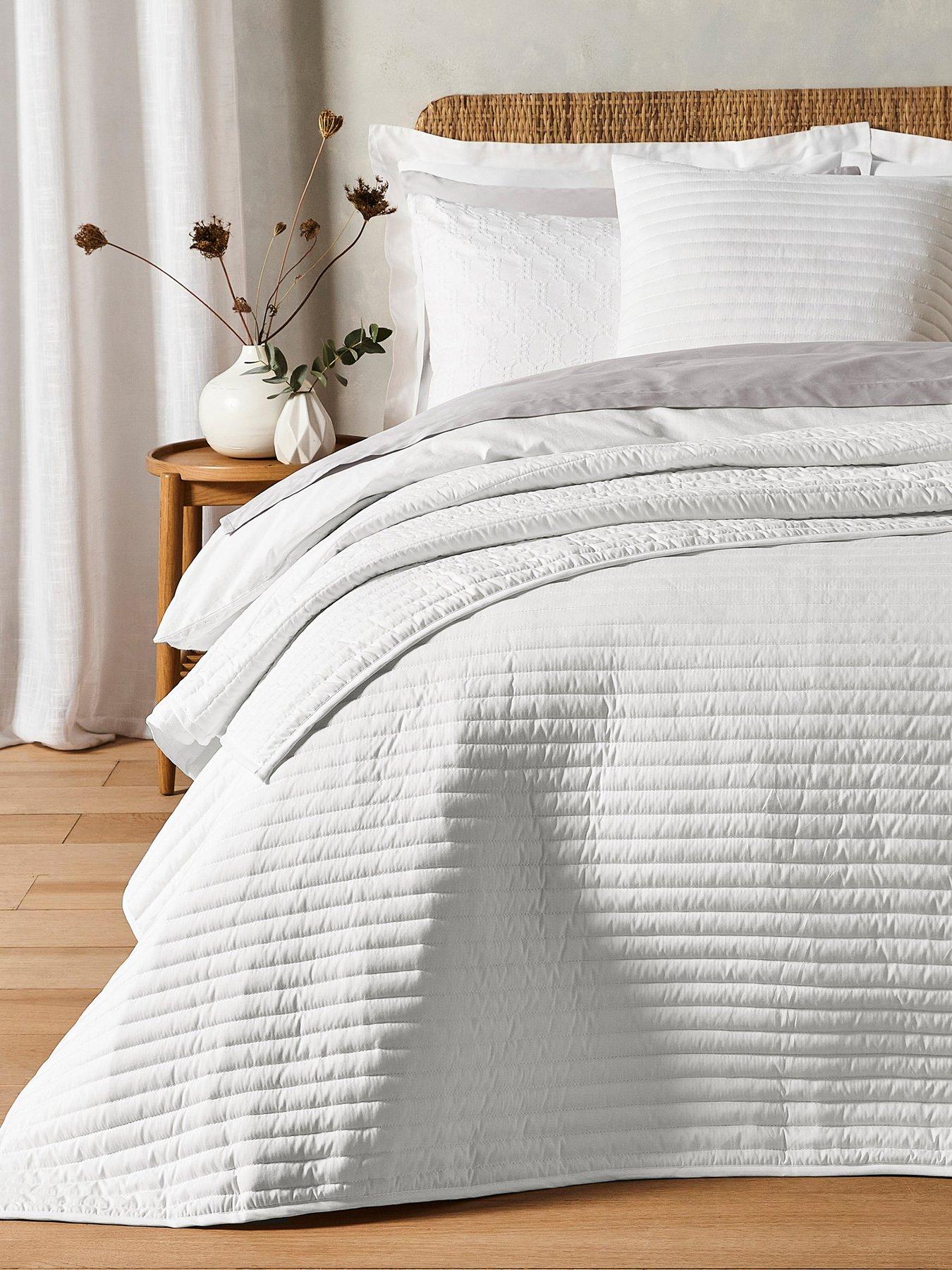 Image 1 of 4 of Bianca Quilted Lines Bedspread Throw in White