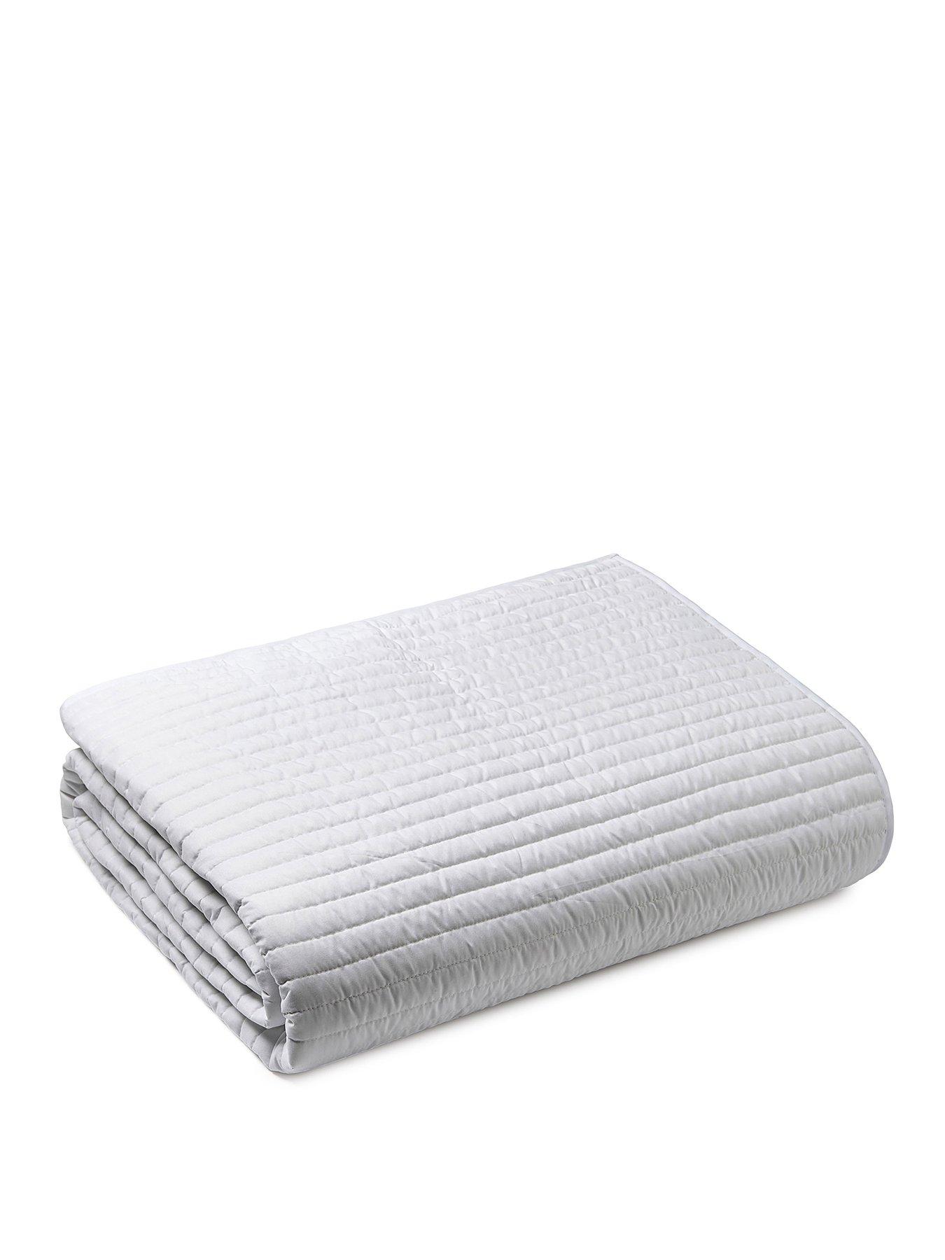 Image 2 of 4 of Bianca Quilted Lines Bedspread Throw in White