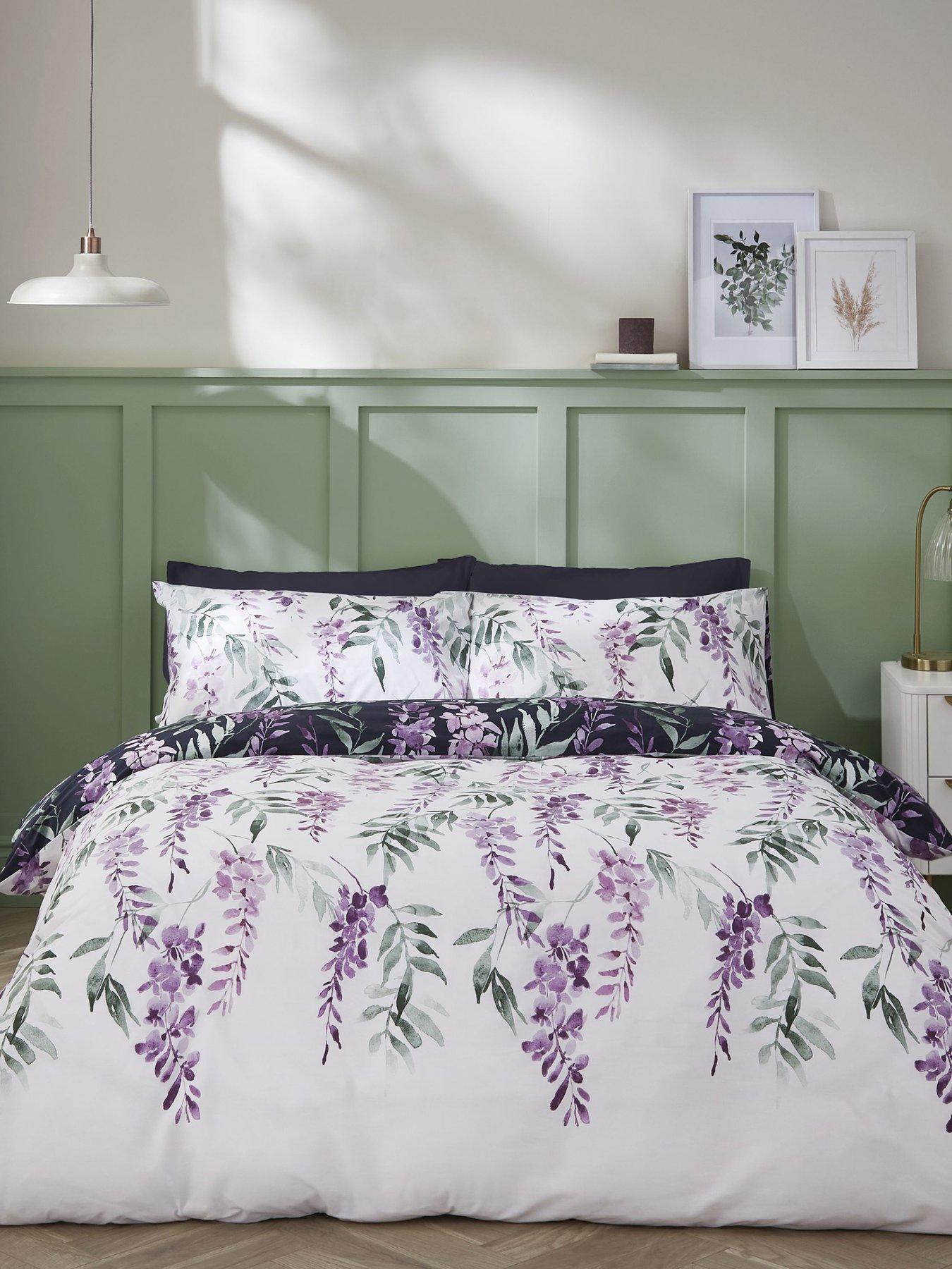 Image 1 of 6 of Catherine Lansfield Wisteria Duvet Cover Set - White