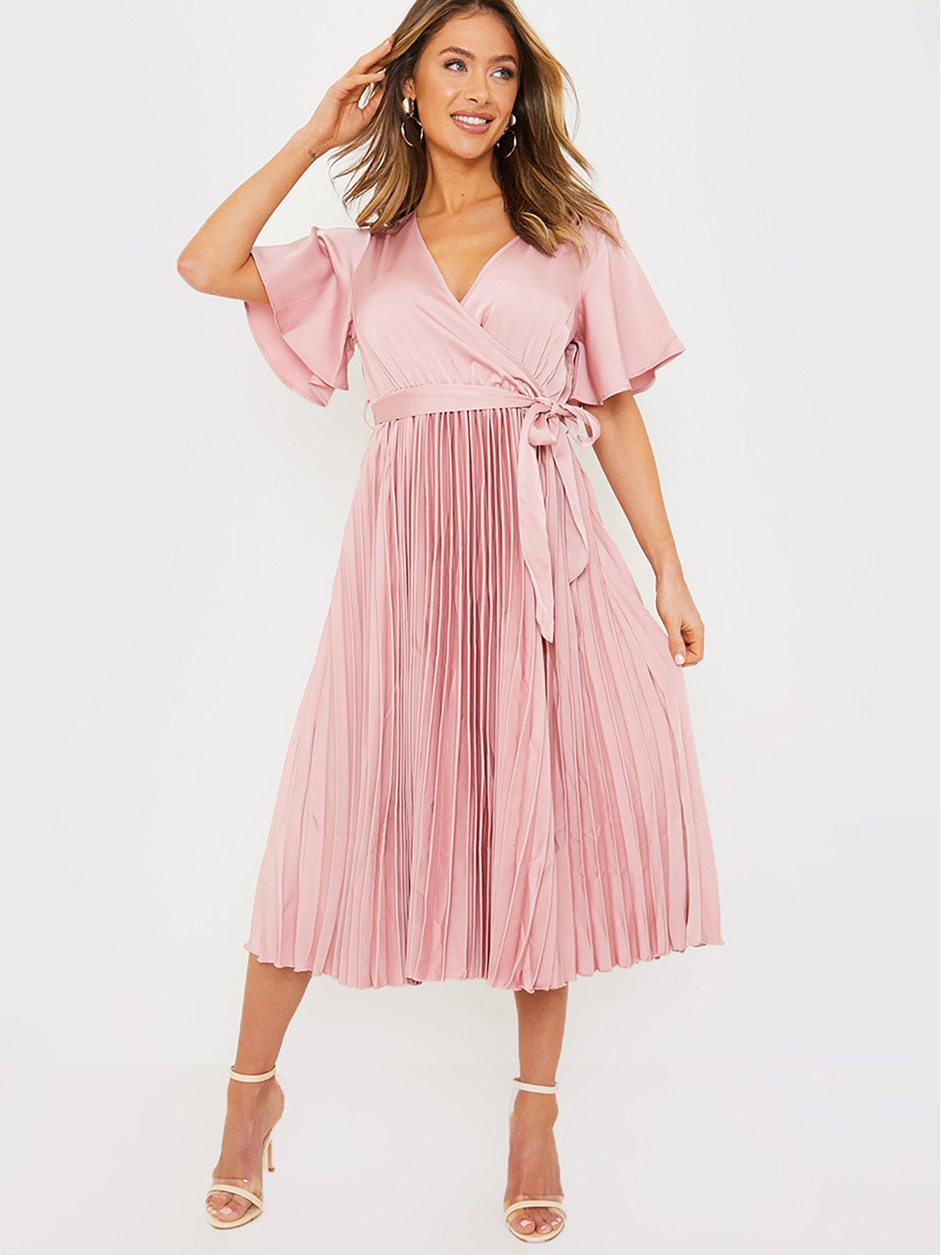 In The Style x Perrie Sian wrap front shirt dress with ruched skirt detail  in multi