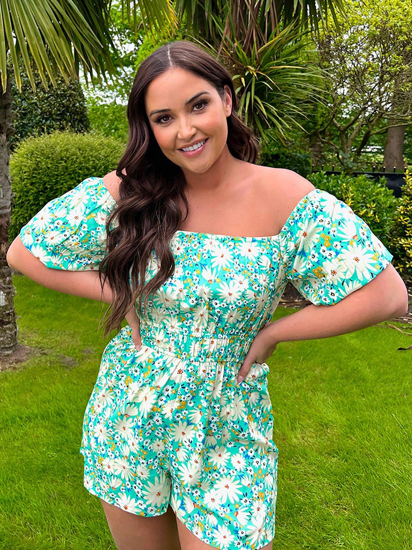 In The Style Jac Jossa Floral Print Ruched Bust Tie Front Puff Sleeve ...