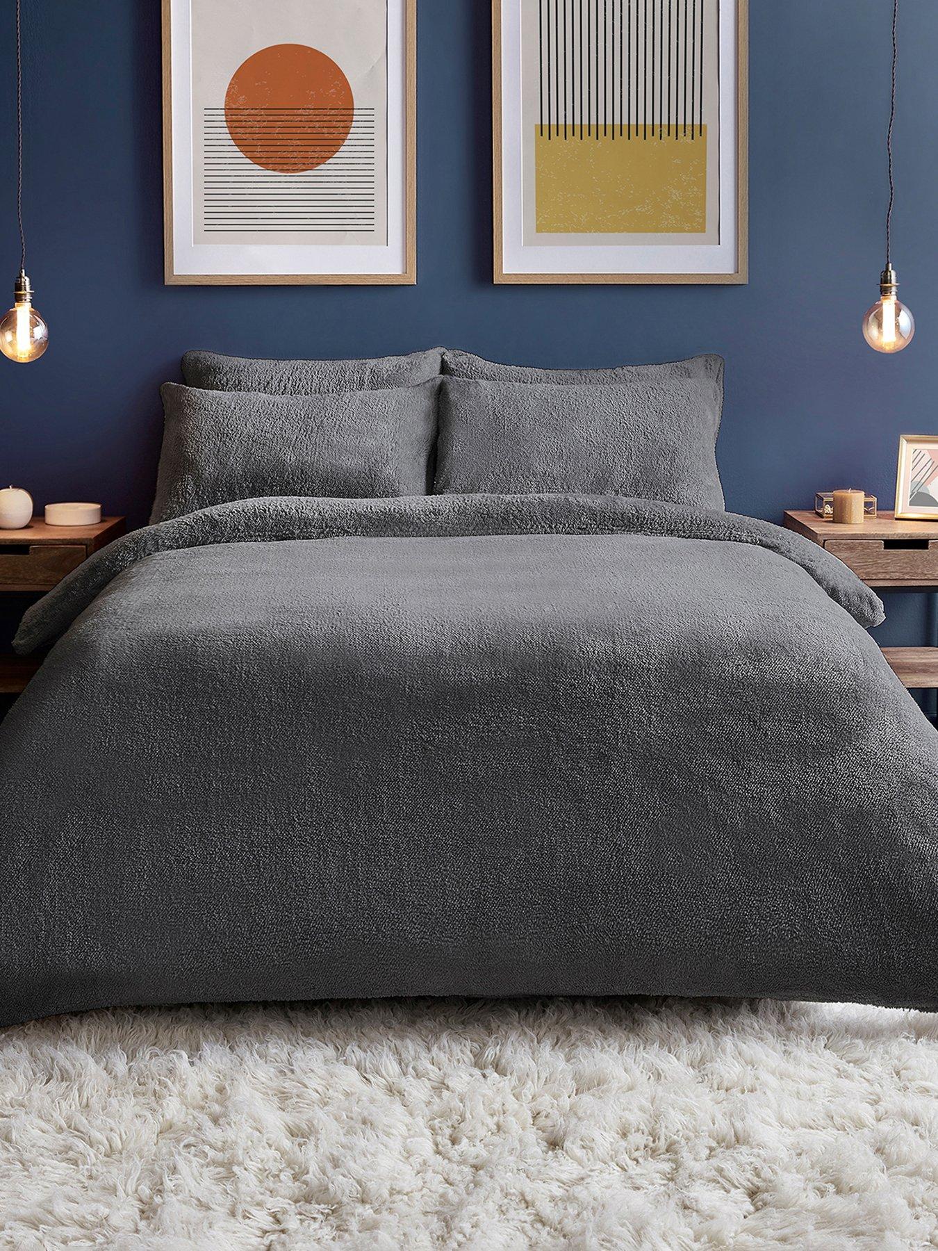 Silentnight Teddy Fleece Duvet Cover Set - Charcoal