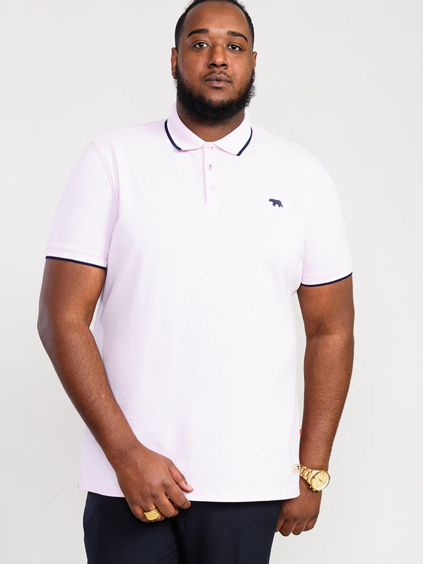 D555 Hamford2 Two Colour Rib Tipping Pique Polo Shirt - Pink