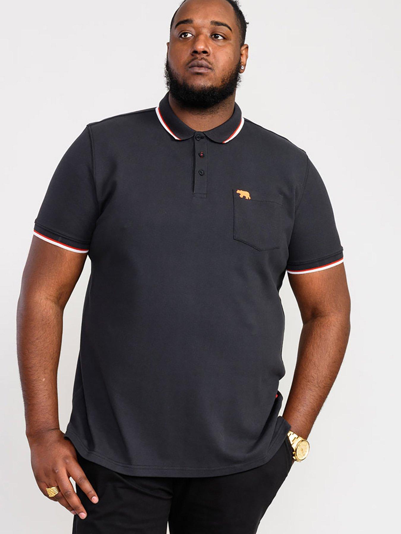 d555-kirby-two-colour-tipping-pique-polo-shirt-black