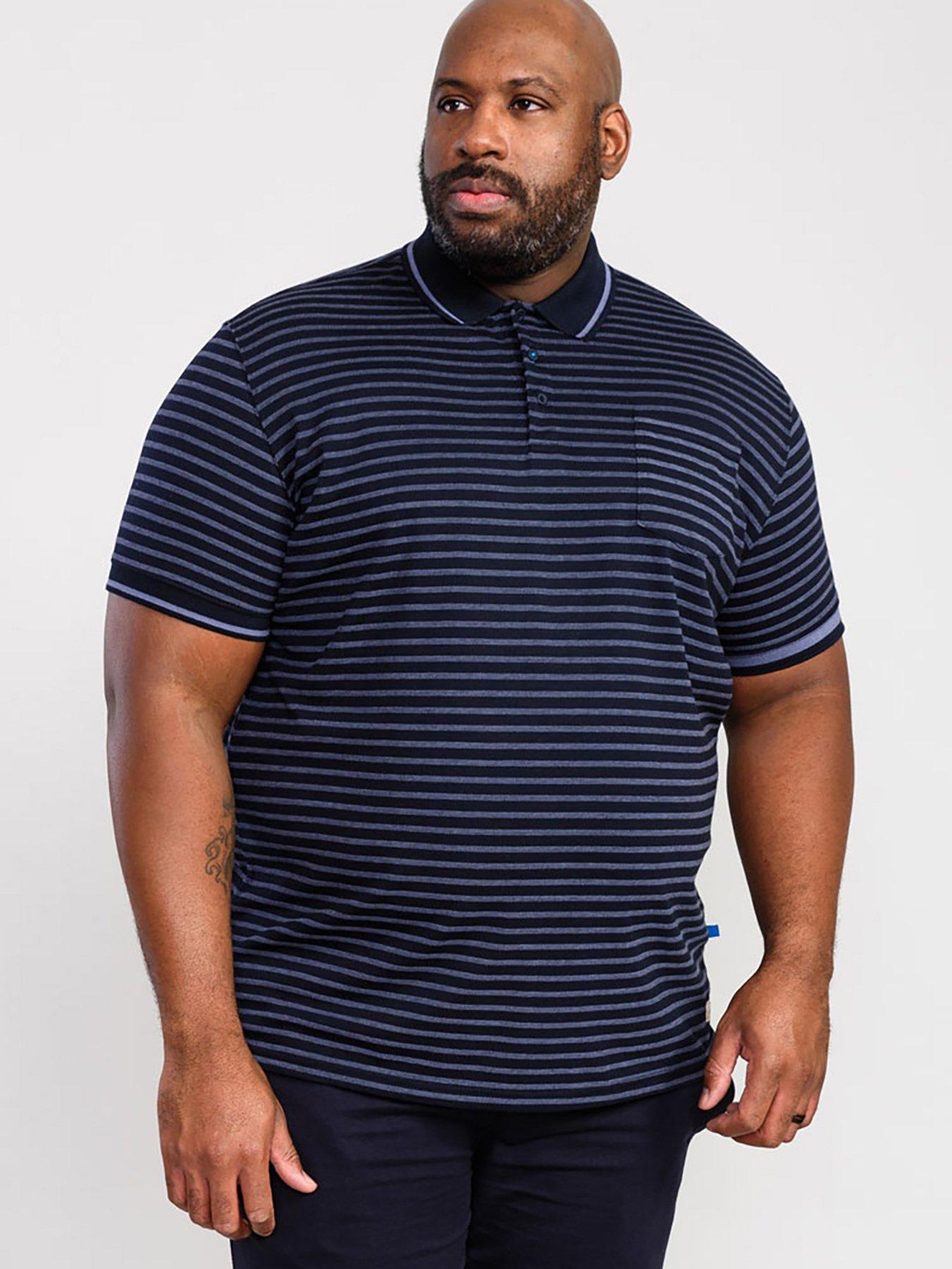 D555 Rosemary Woven Full Stripe Jersey Polo Shirt - Navy