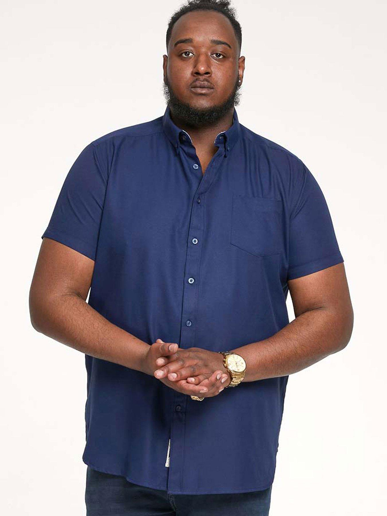Image 1 of 4 of D555 James Basic Oxford Short Sleeve Shirt -Navy