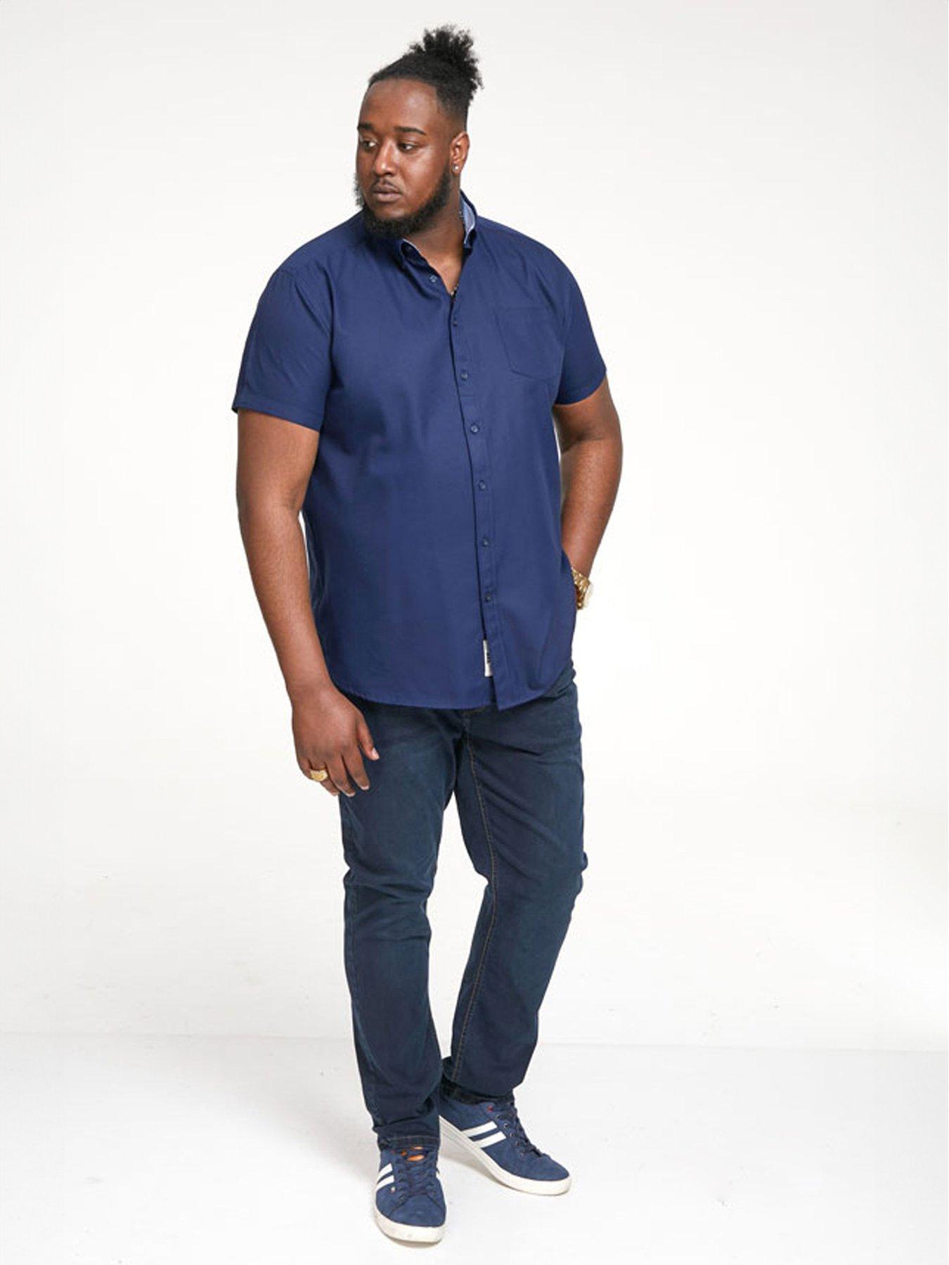 Image 2 of 4 of D555 James Basic Oxford Short Sleeve Shirt -Navy