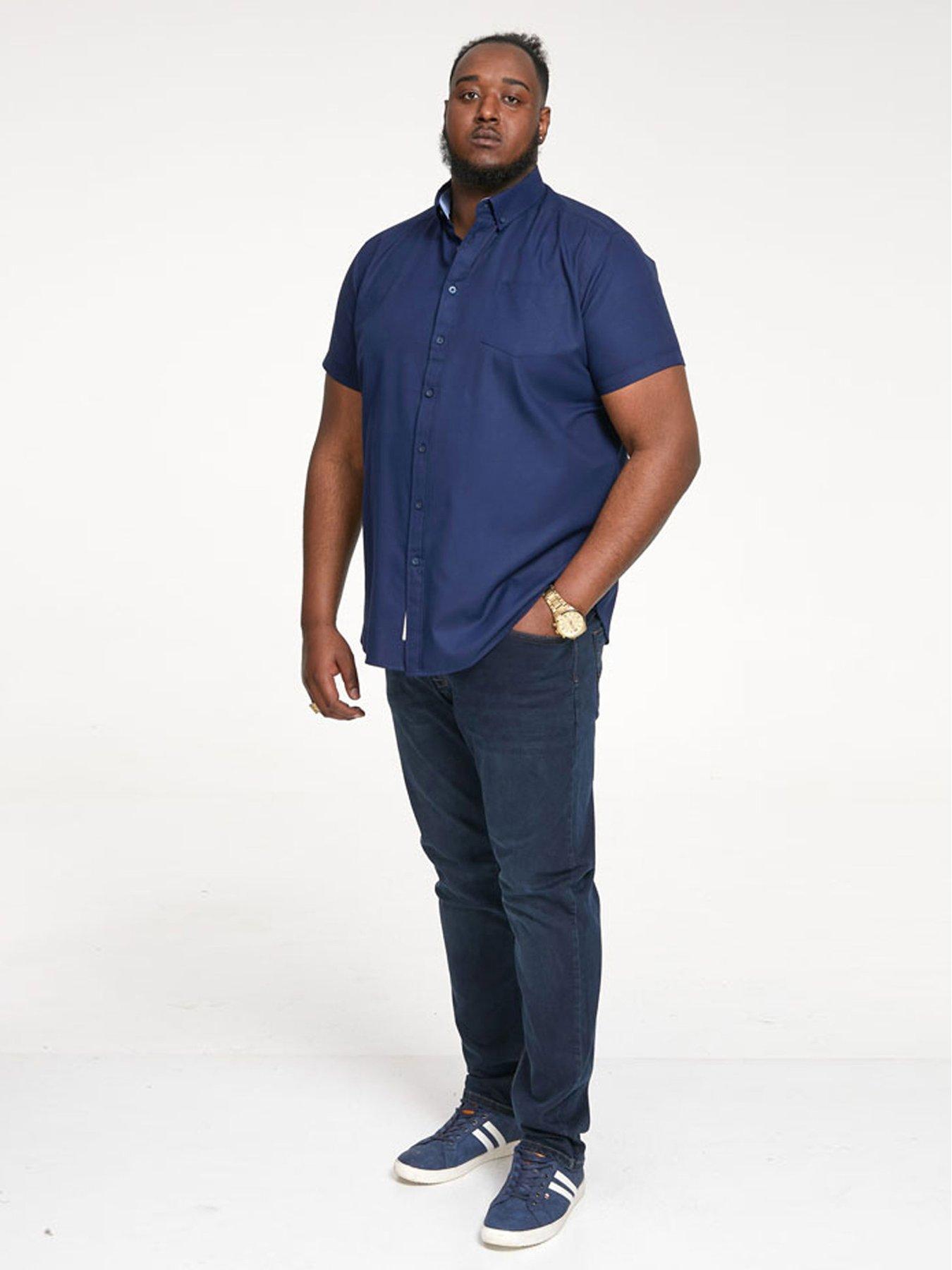Image 3 of 4 of D555 James Basic Oxford Short Sleeve Shirt -Navy