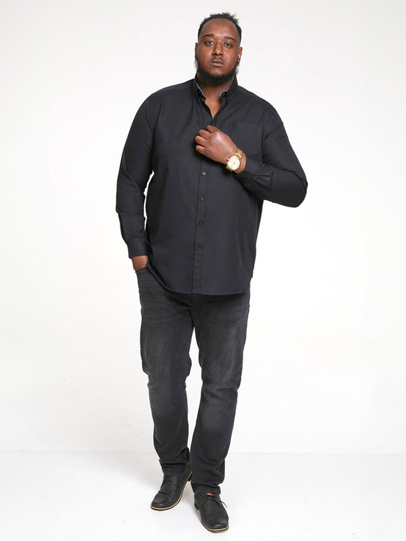 d555-richard-basic-oxford-long-sleeve-shirt--blackstillFront