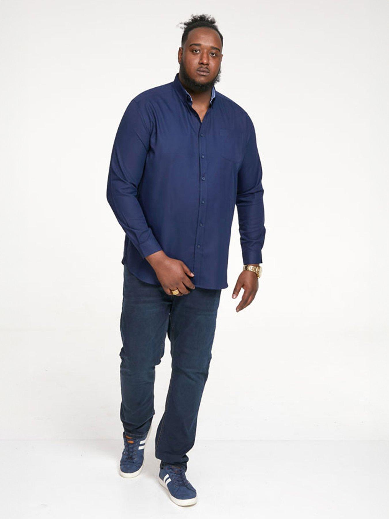 d555-richard-basic-oxford-long-sleeve-shirt--navystillFront