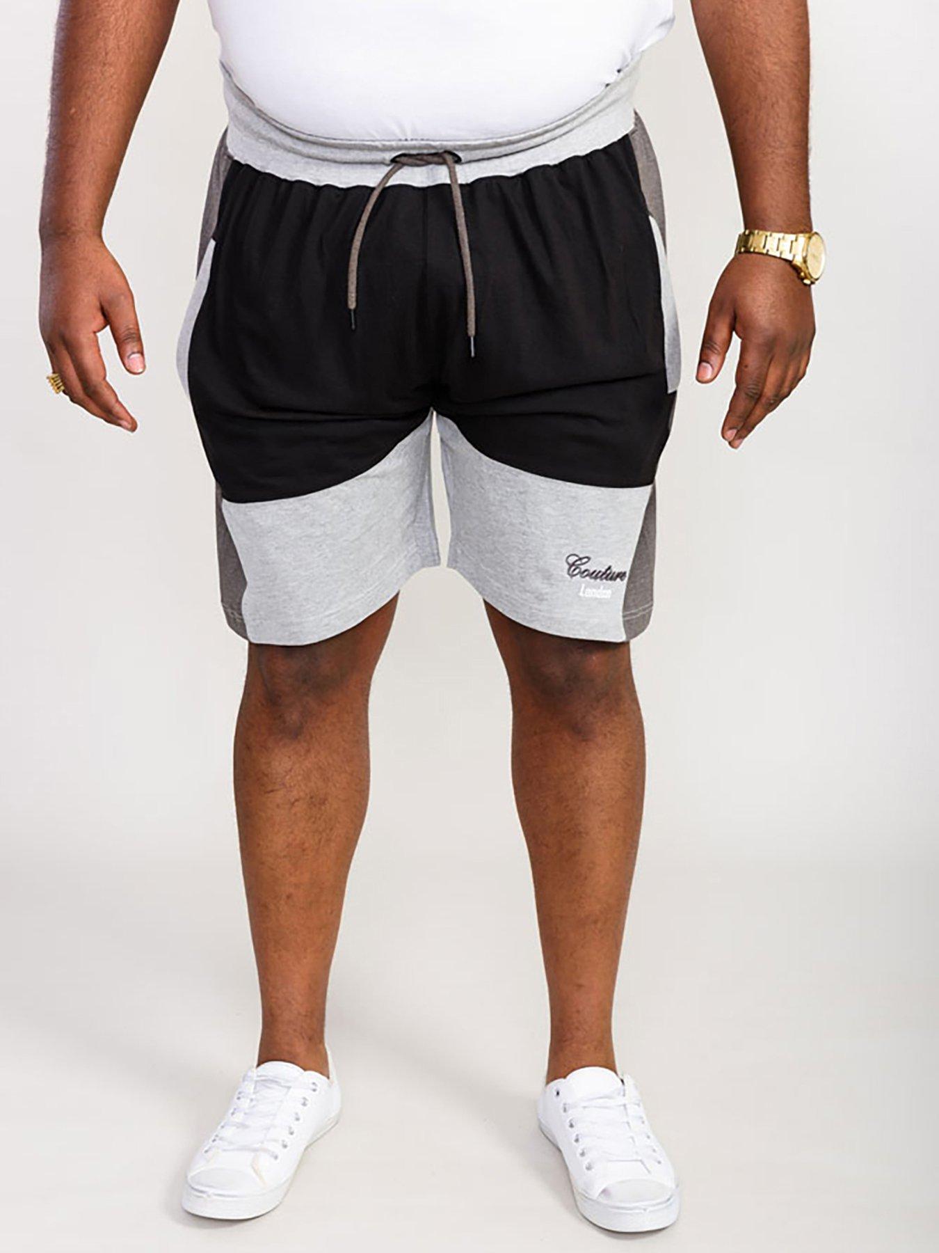 D555 Kirton Couture Elasticated Waistband Cut-And-Sew Shorts - Black