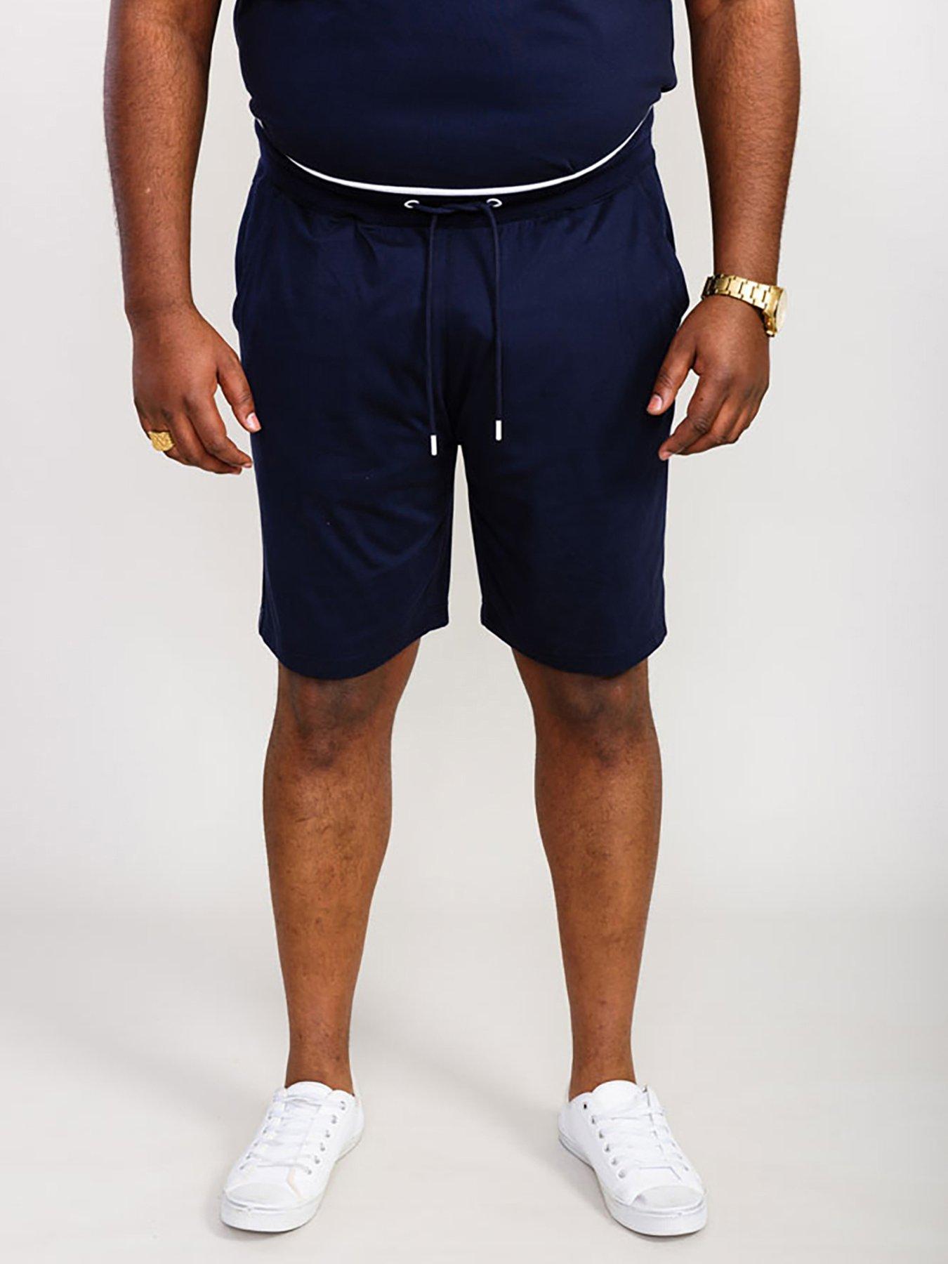 d555-brantham-couture-elasticated-waistband-side-panel-shorts-navyfront