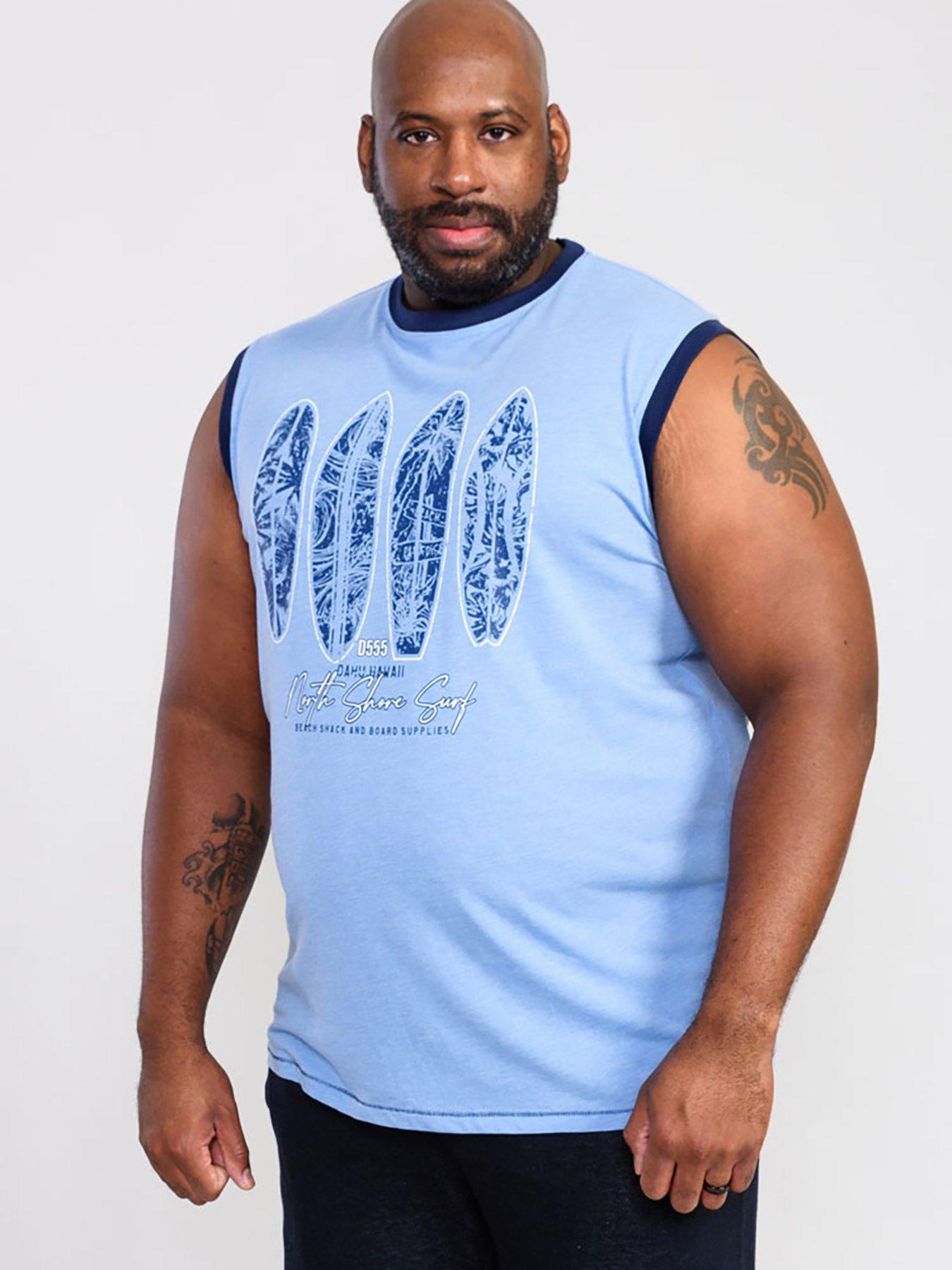 D555 Bretton SurfBoard Printed Sleeveless T-Shirt - Blue