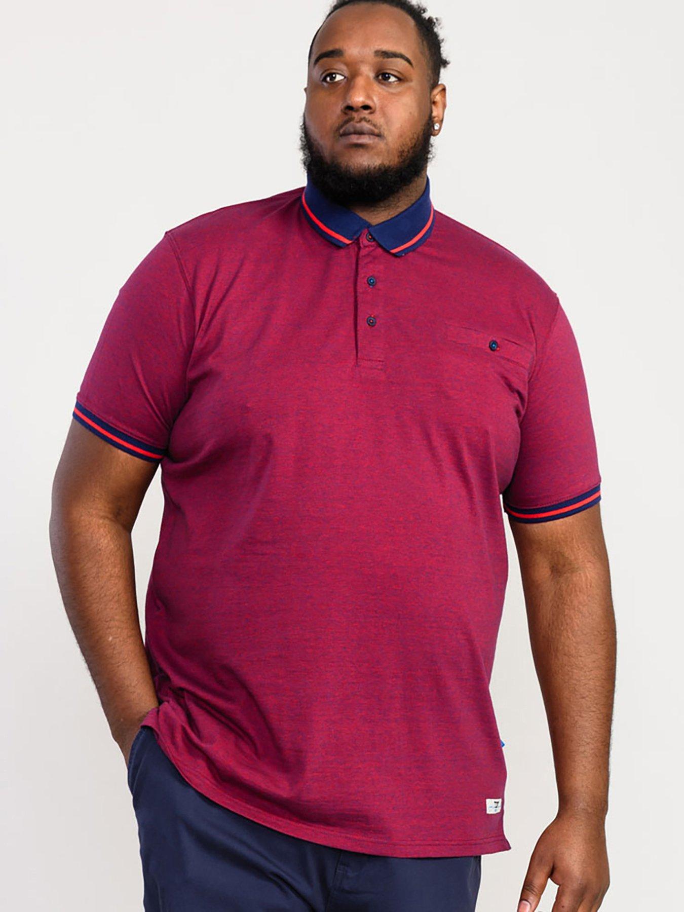 D555 Wigborough Fine Stripe Chest Pocket Jersey Polo Shirt - Red