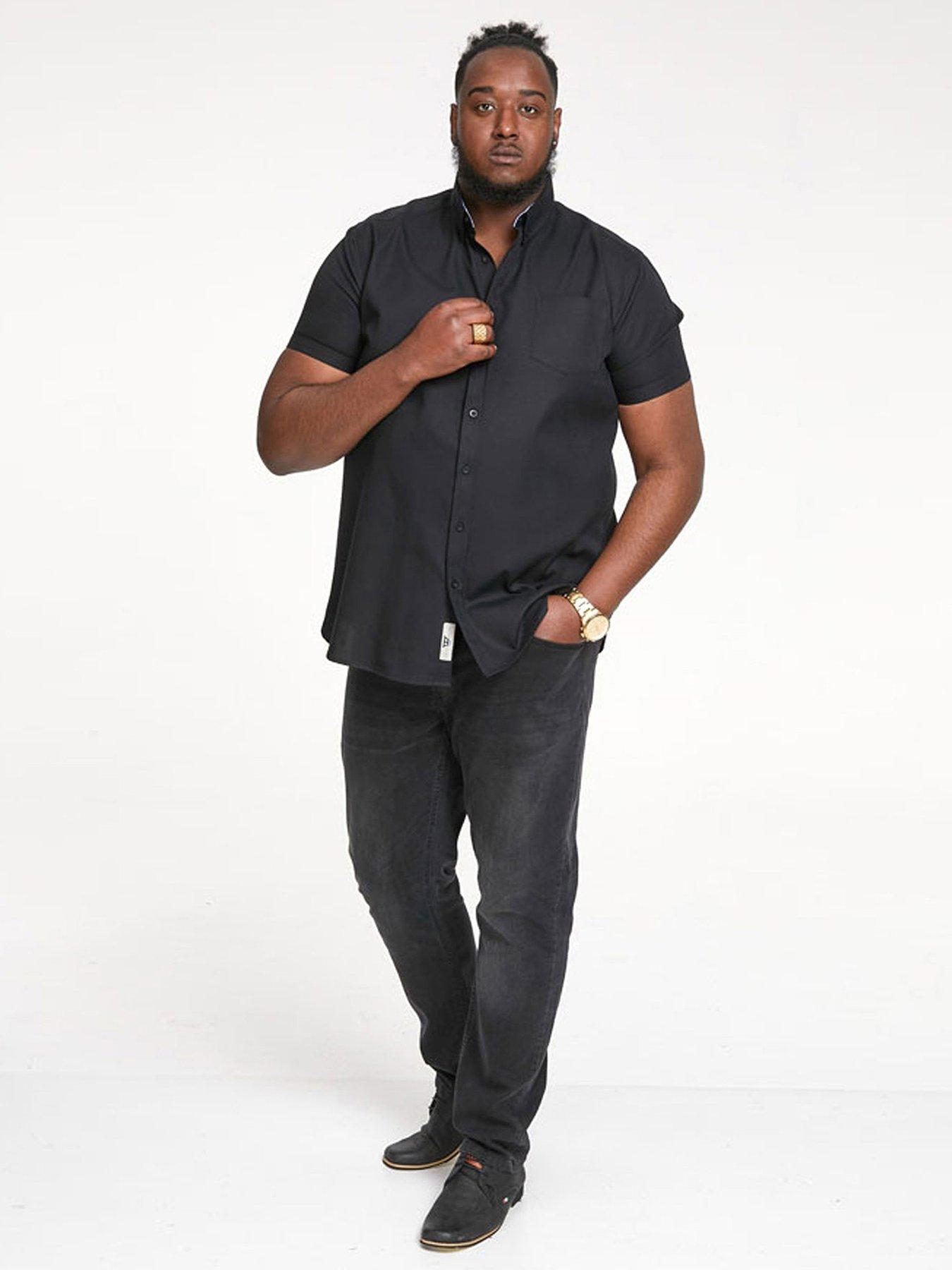 Image 3 of 5 of D555 James Basic Oxford Short Sleeve Shirt -Black