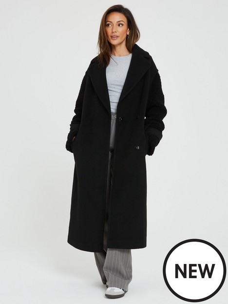 michelle-keegan-boucle-sleeve-formal-longline-coat-black