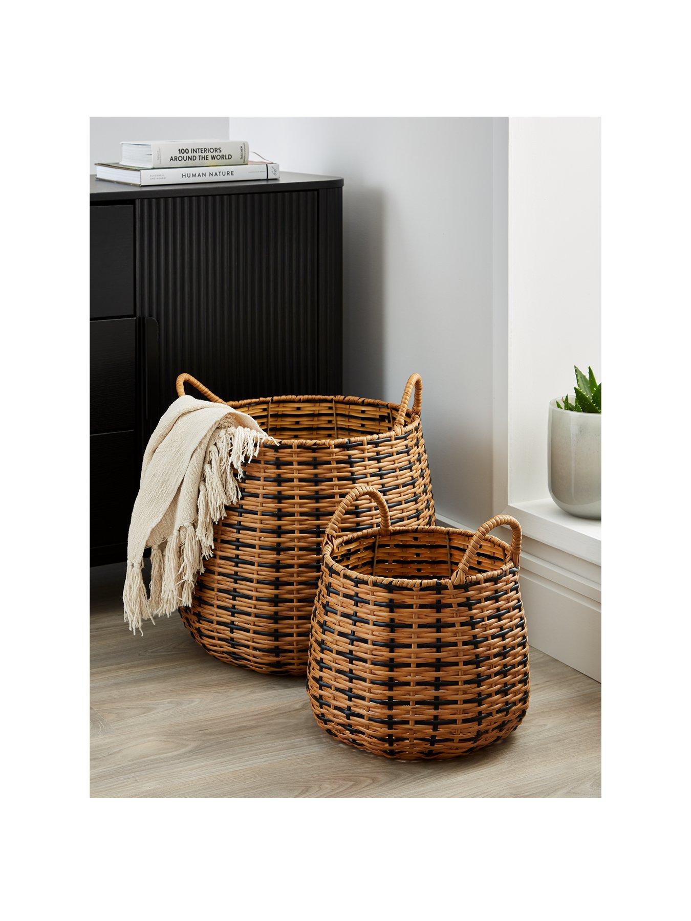 The Very Collection Set Of 2 Black/Natural Round Basket in One Colour