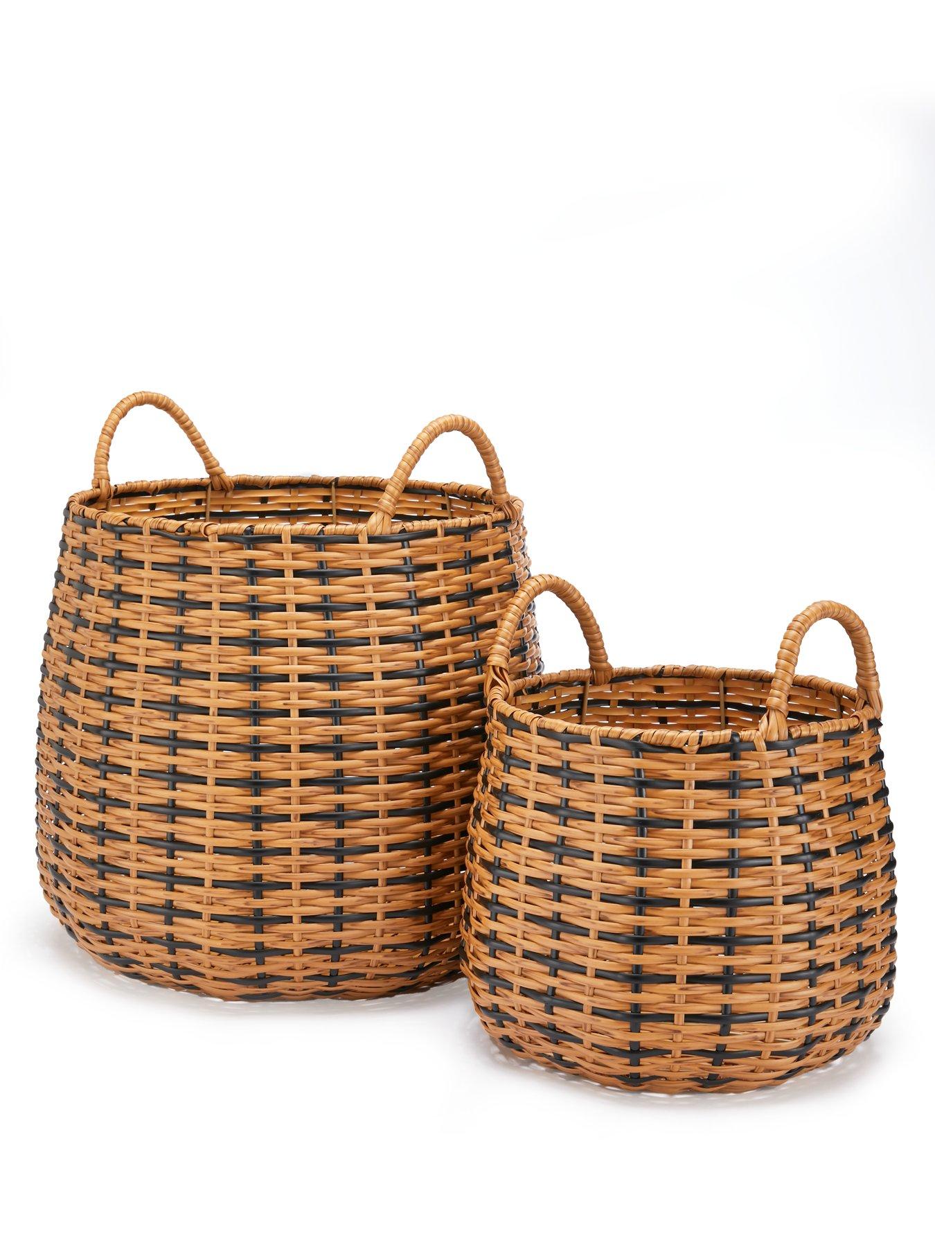Image 2 of 6 of The Very Collection Set of 2 Black/Natural Round Basket
