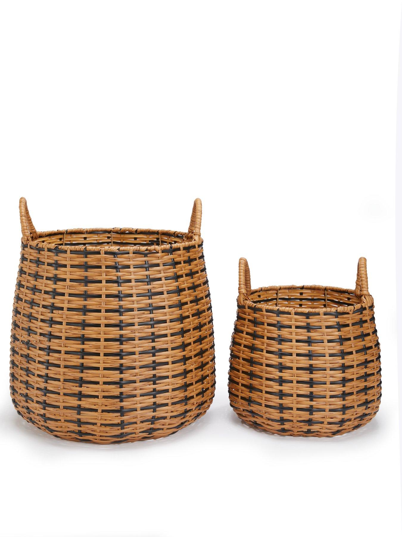 Image 3 of 6 of The Very Collection Set of 2 Black/Natural Round Basket