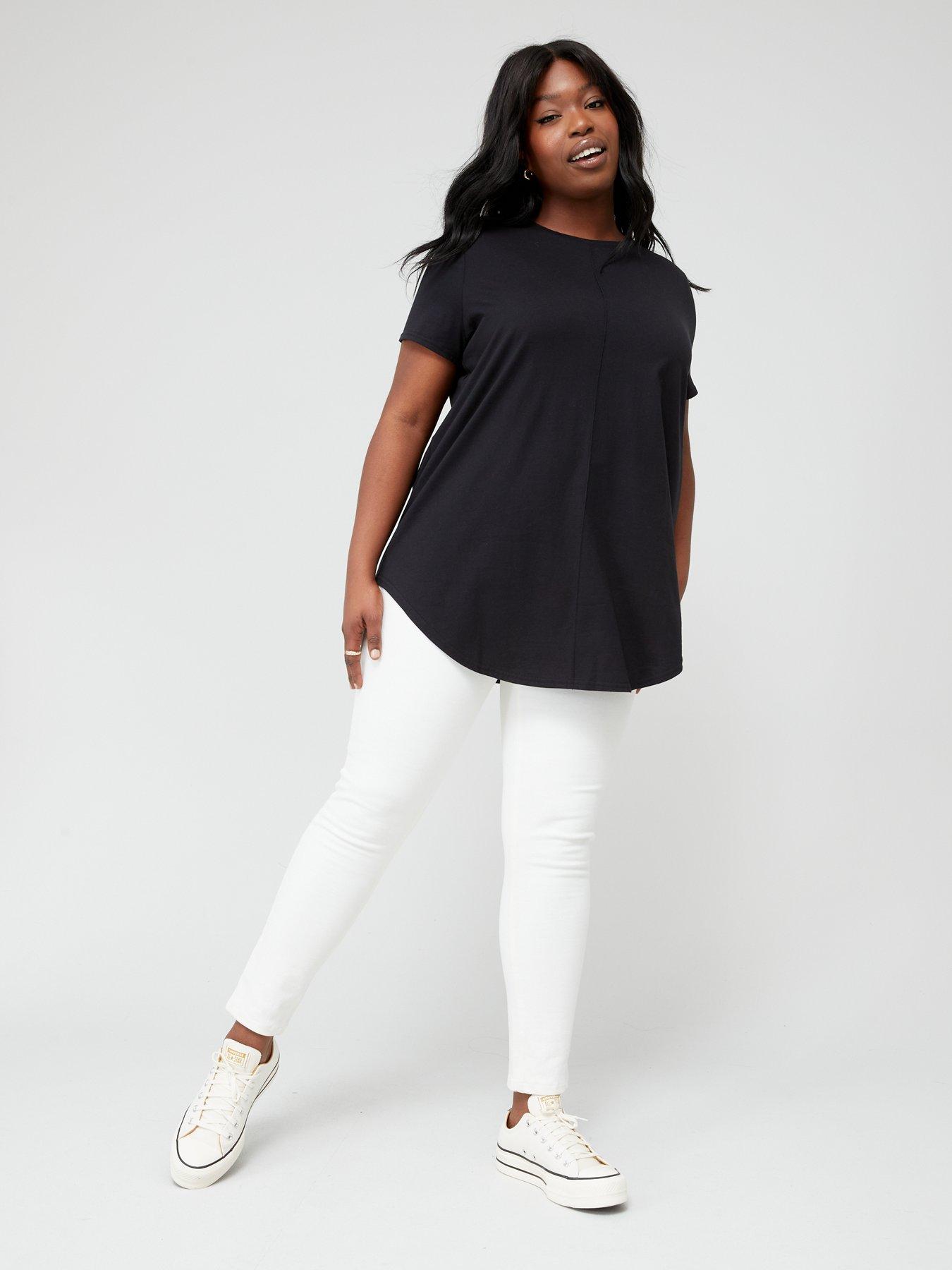 Black Curved Hem Longline Top