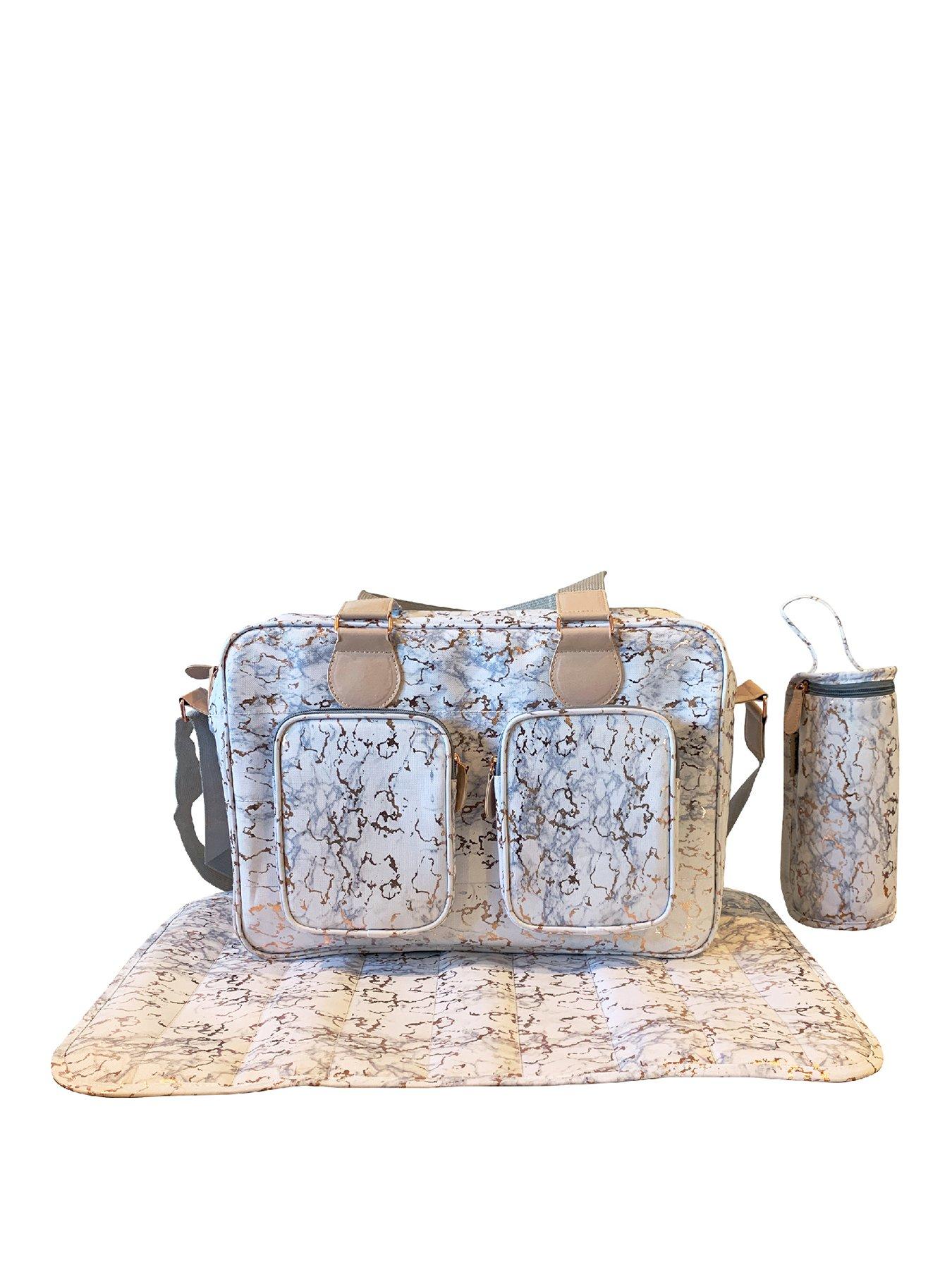 My Babiie Dani Dyer Metallic Rose Gold Marble Deluxe Changing Bag