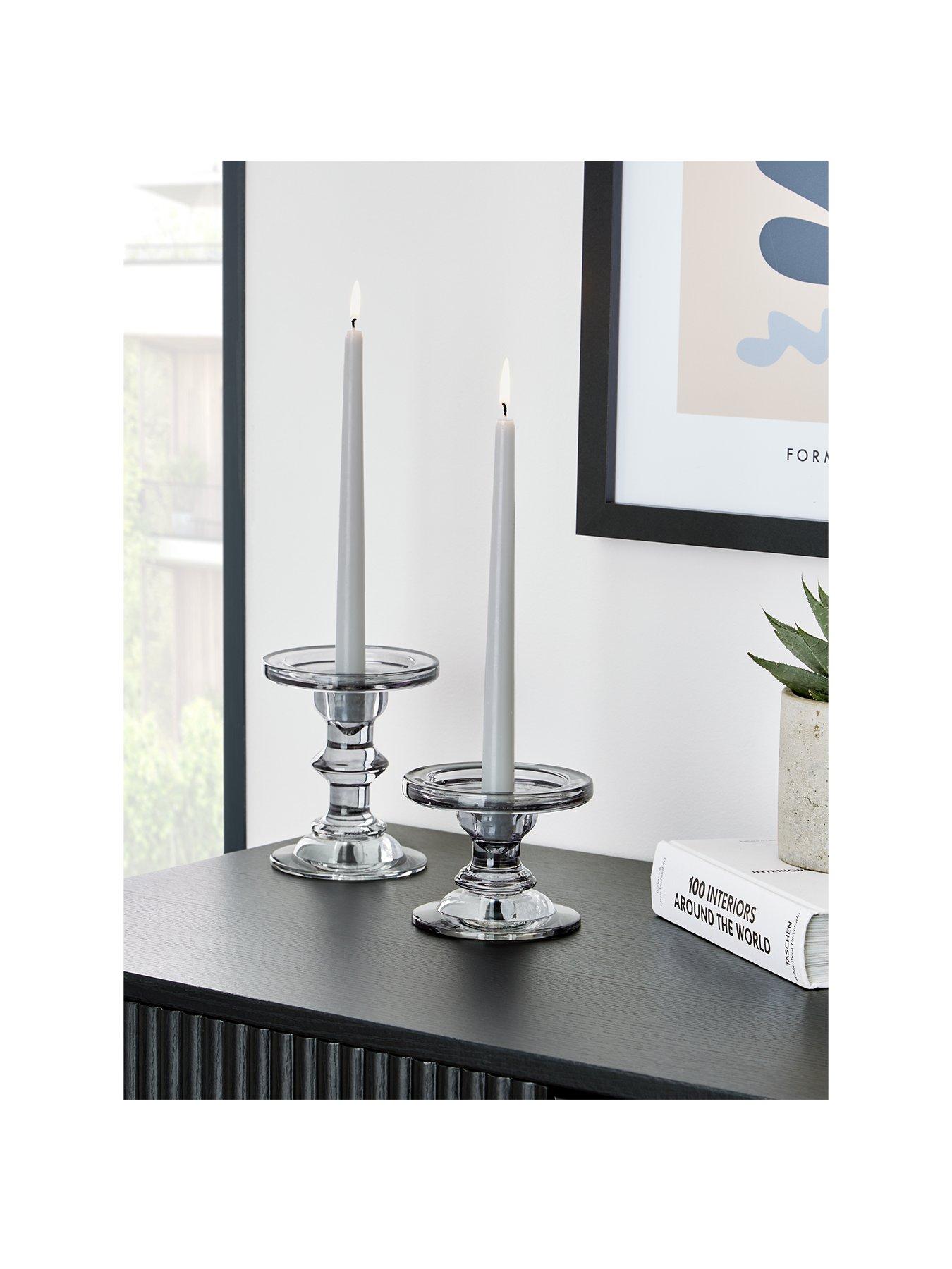 Very Home Smoked Glass Candle Holders
