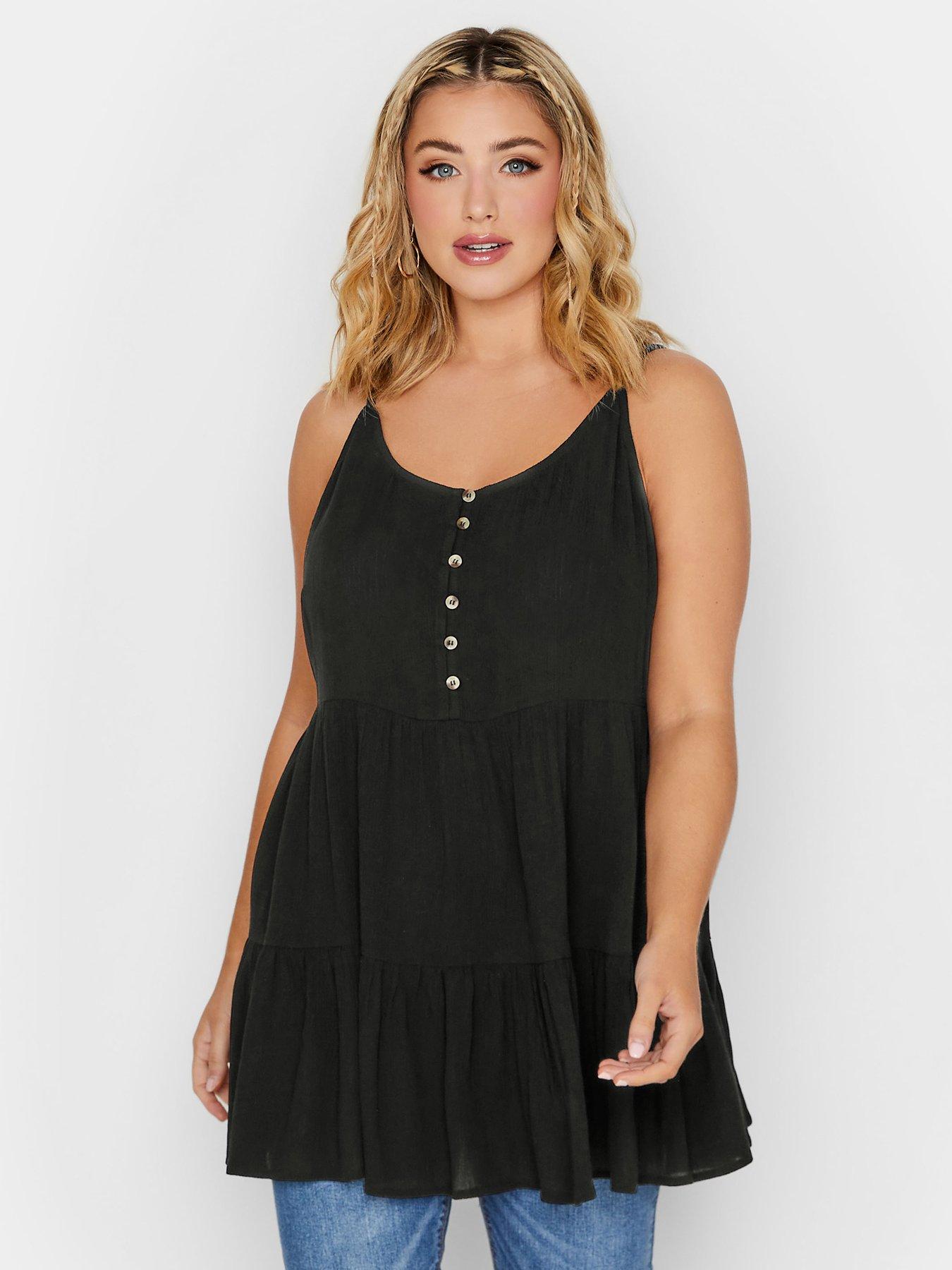 yours-yours-tiered-crinkle-swing-vest-black