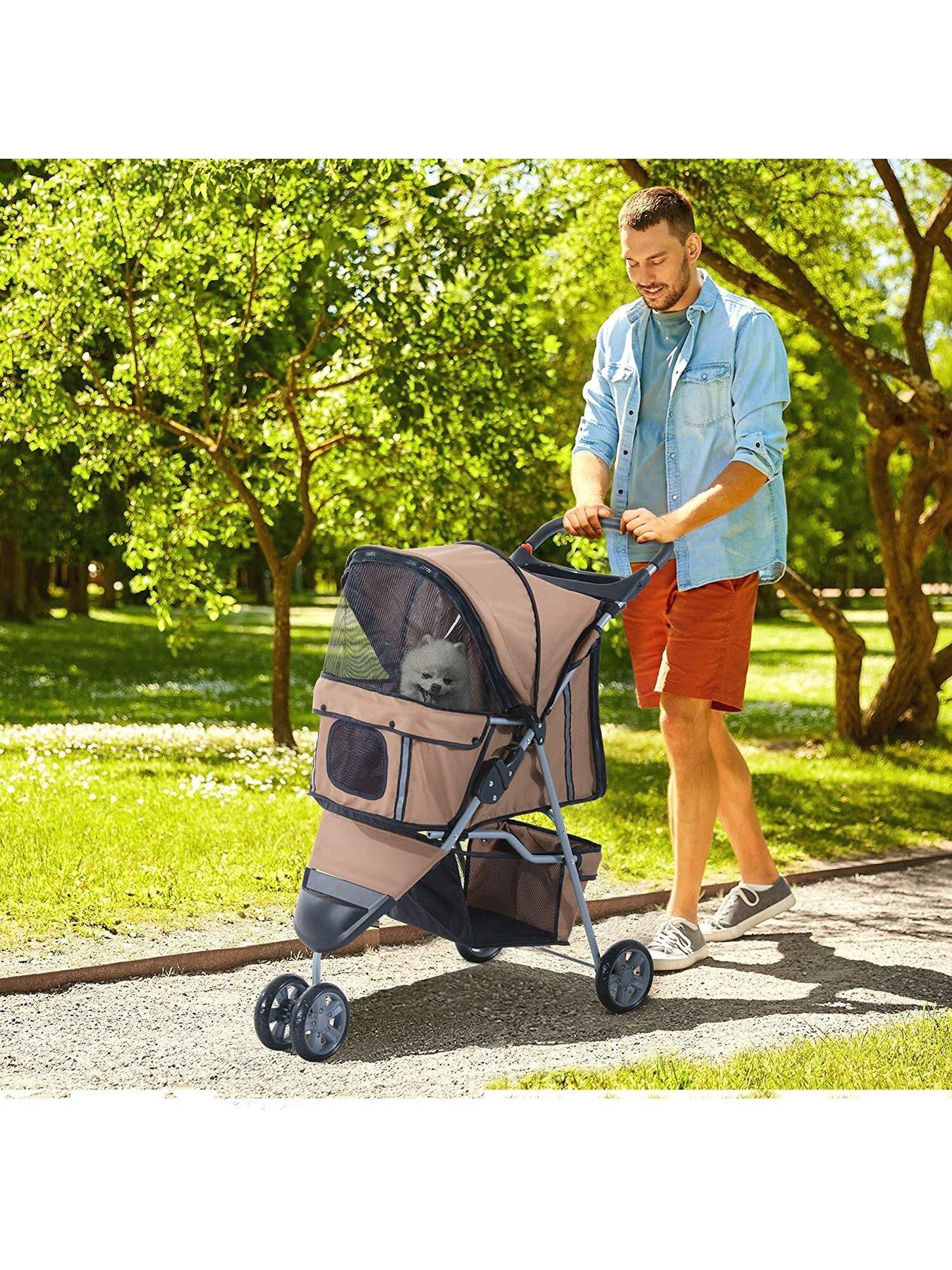 PawHut Dog Stroller Pushchair Oxford Cloth 3 Wheel Pram Suitable