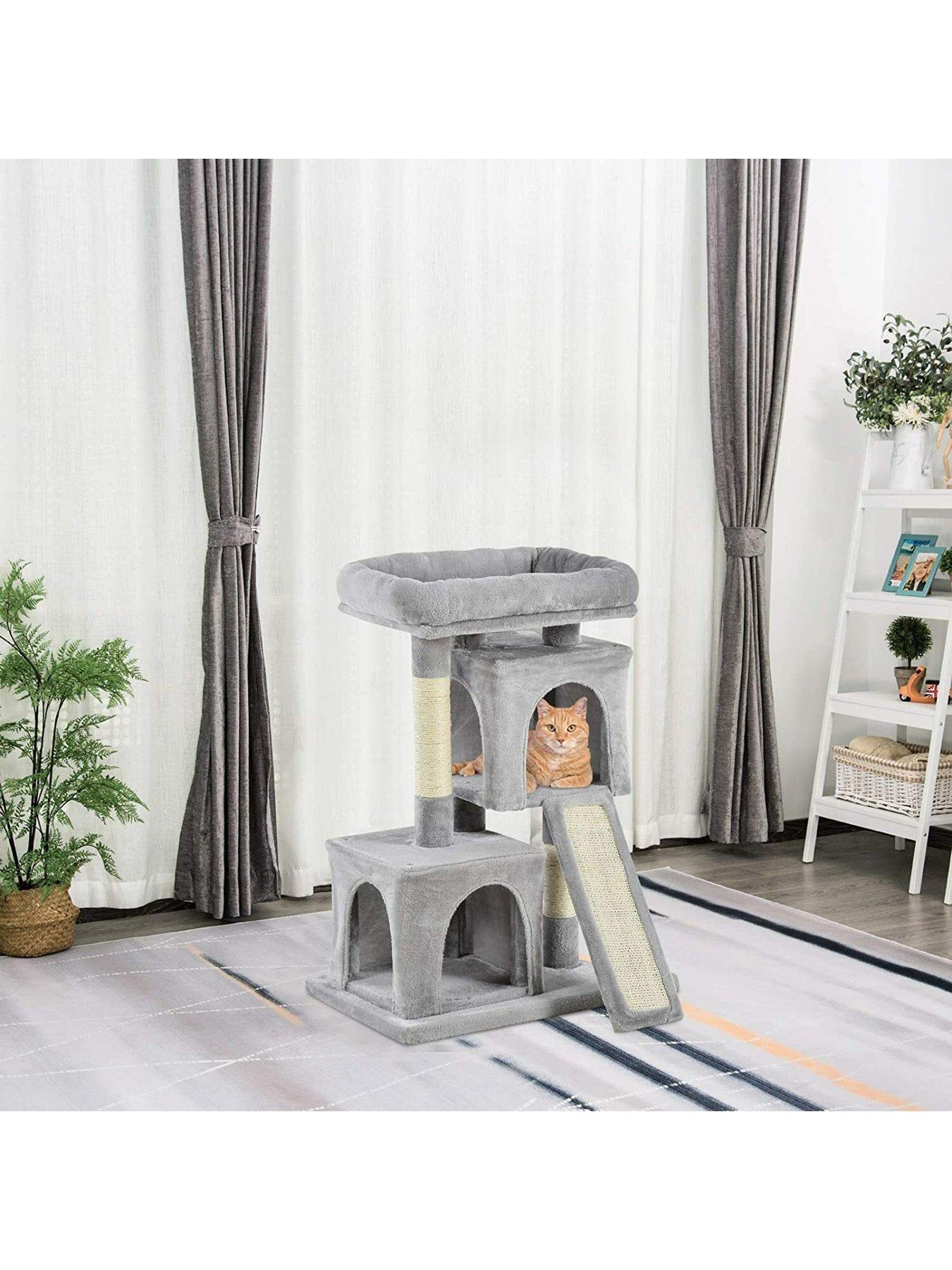Image 3 of 7 of PawHut Cats 3-Tier Sisal Rope Leisure Tree -&nbsp;Light Grey
