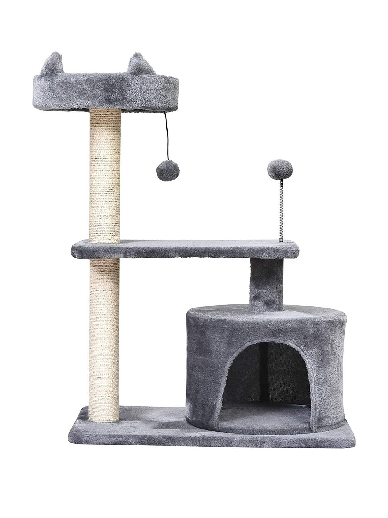 undefined Cats 3-Tier Sisal Rope Scratching Post with Toys - Grey