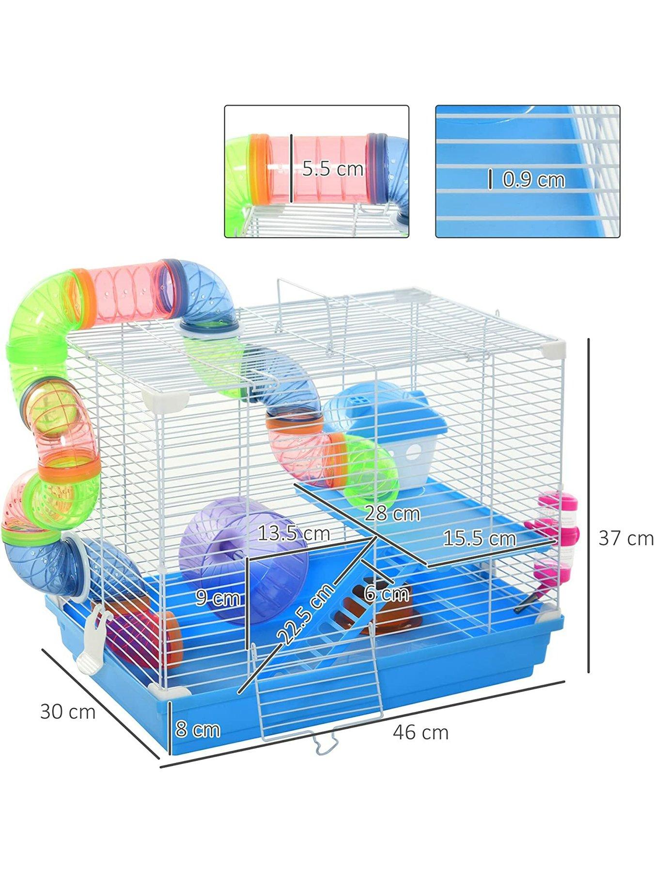 pawhut-hamster-cage-carrier-small-animal-house-with-exercise-wheels-tunnel-tubestillFront