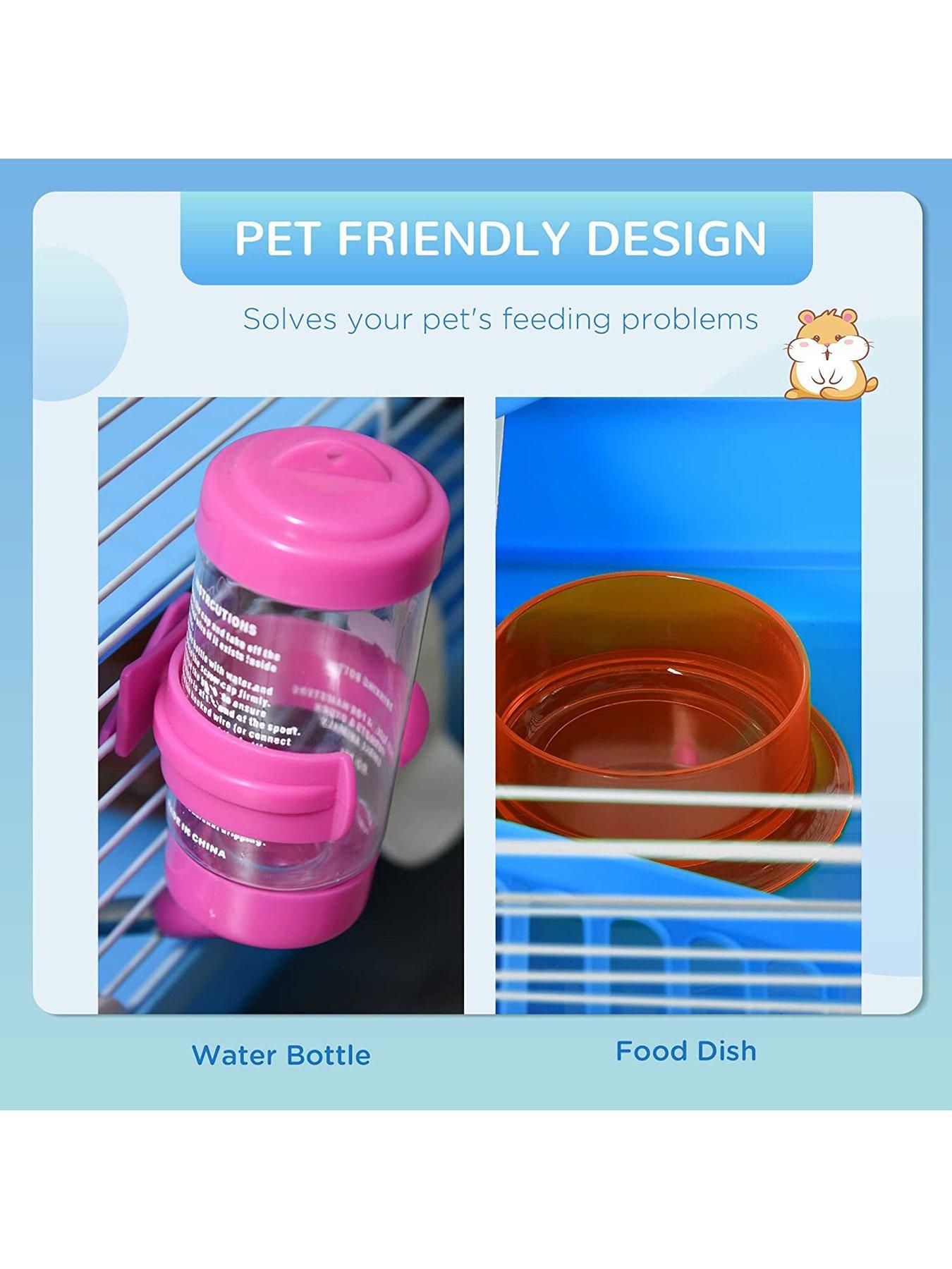 Image 6 of 7 of PawHut Hamster Cage Carrier Small Animal House with Exercise Wheels Tunnel Tube
