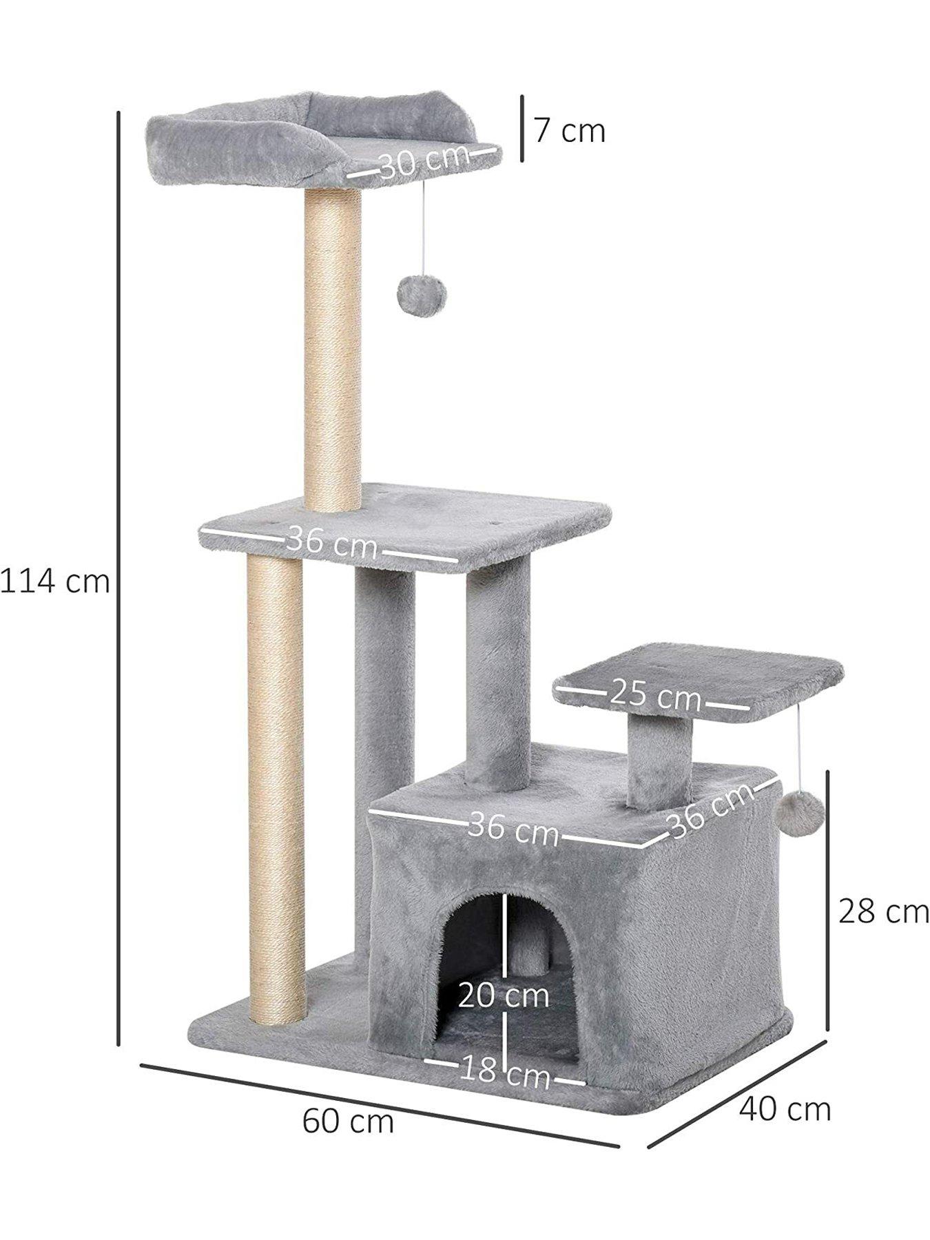 pawhut-cat-tree-tower-with-scratching-posts-sisal-hanging-ball-condostillFront