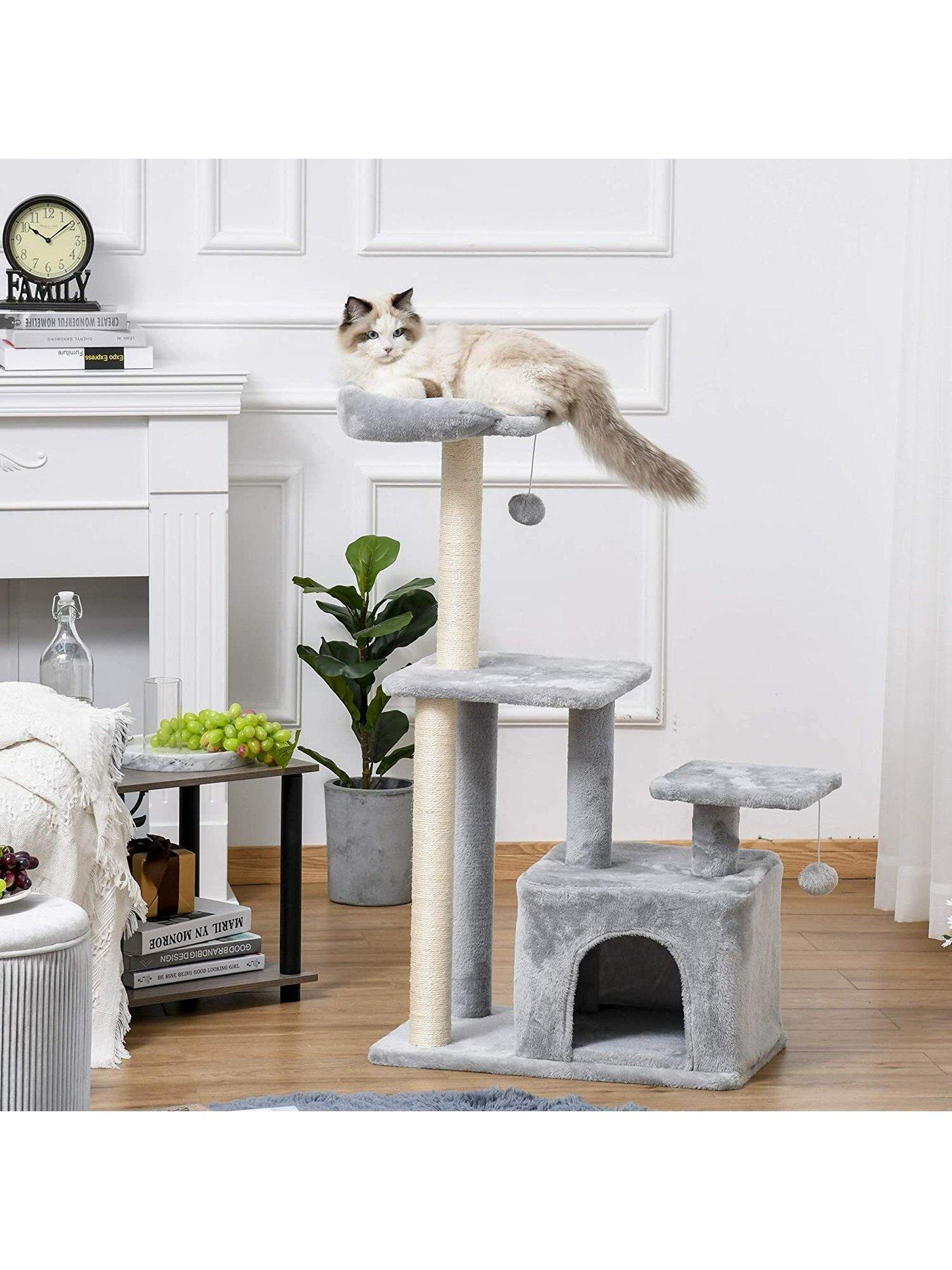 pawhut-cat-tree-tower-with-scratching-posts-sisal-hanging-ball-condoback