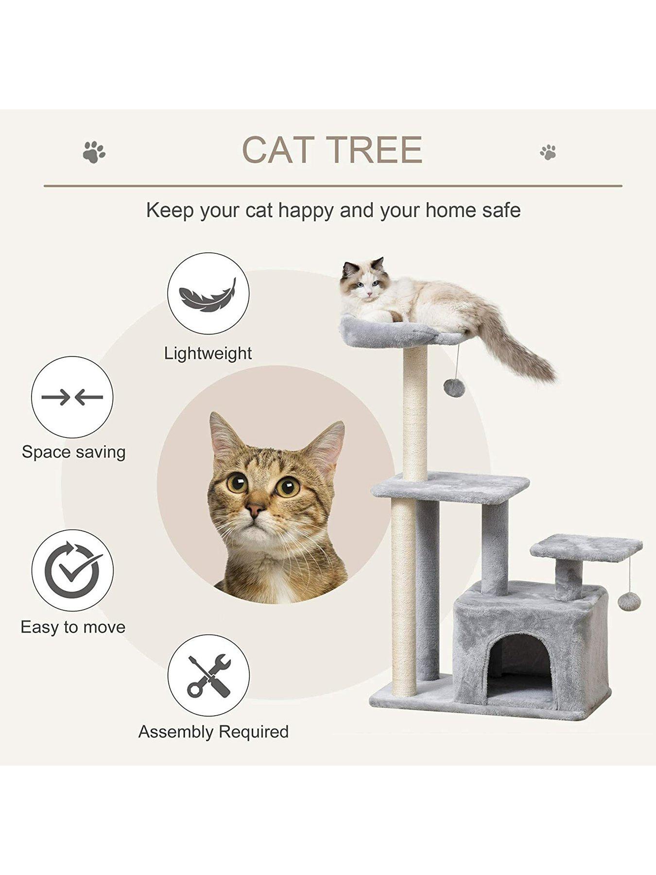 pawhut-cat-tree-tower-with-scratching-posts-sisal-hanging-ball-condooutfit