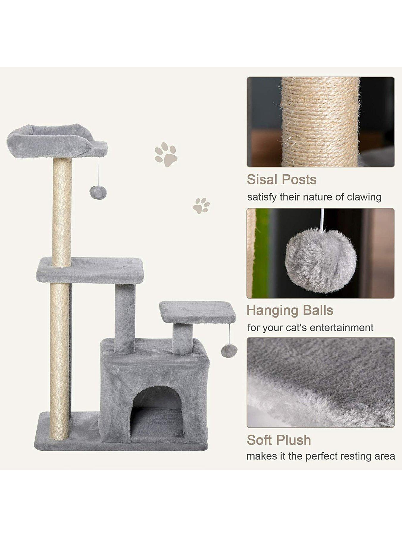 pawhut-cat-tree-tower-with-scratching-posts-sisal-hanging-ball-condodetail