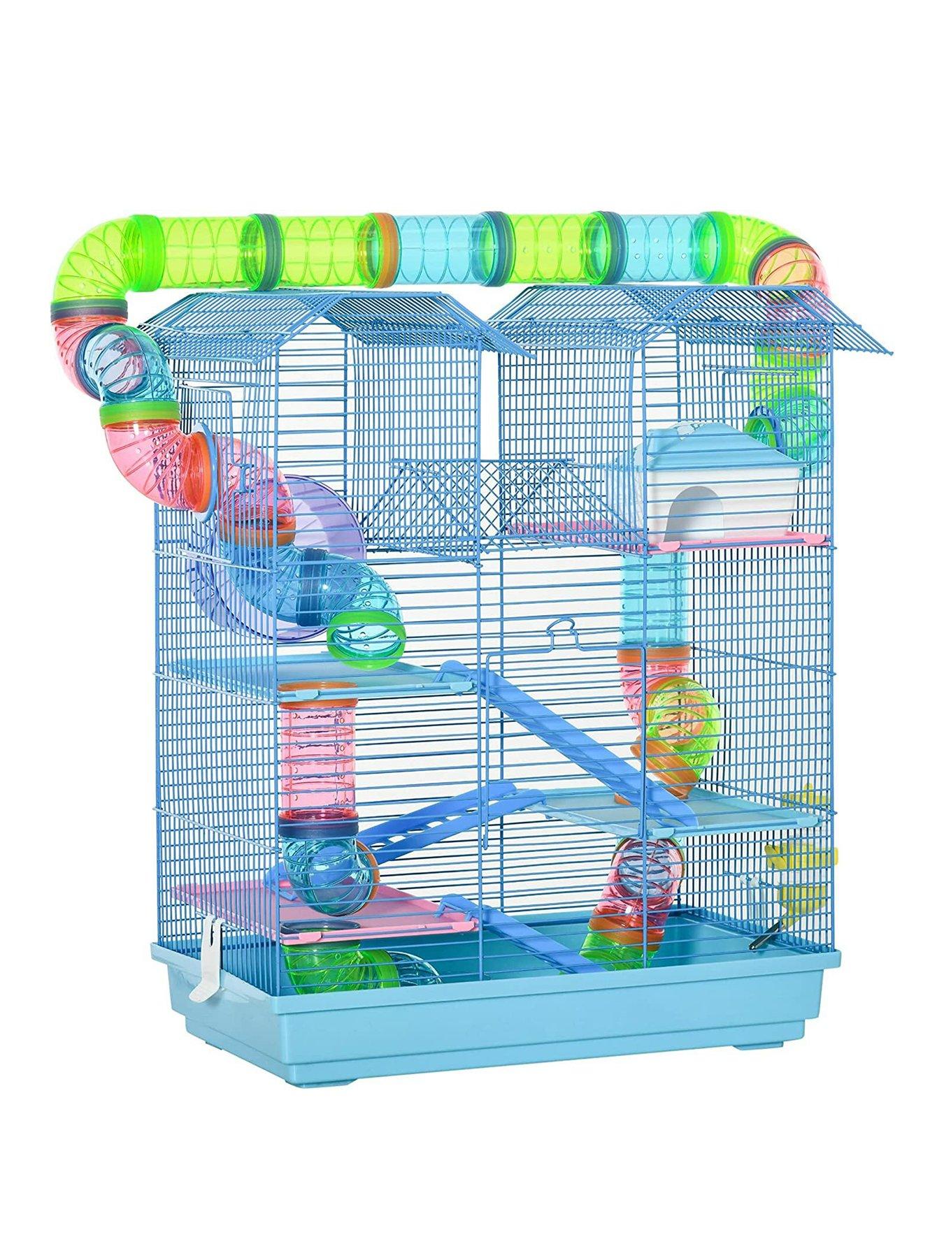 pawhut-hamster-metal-5-tier-cage-with-tunnels--nbspblue