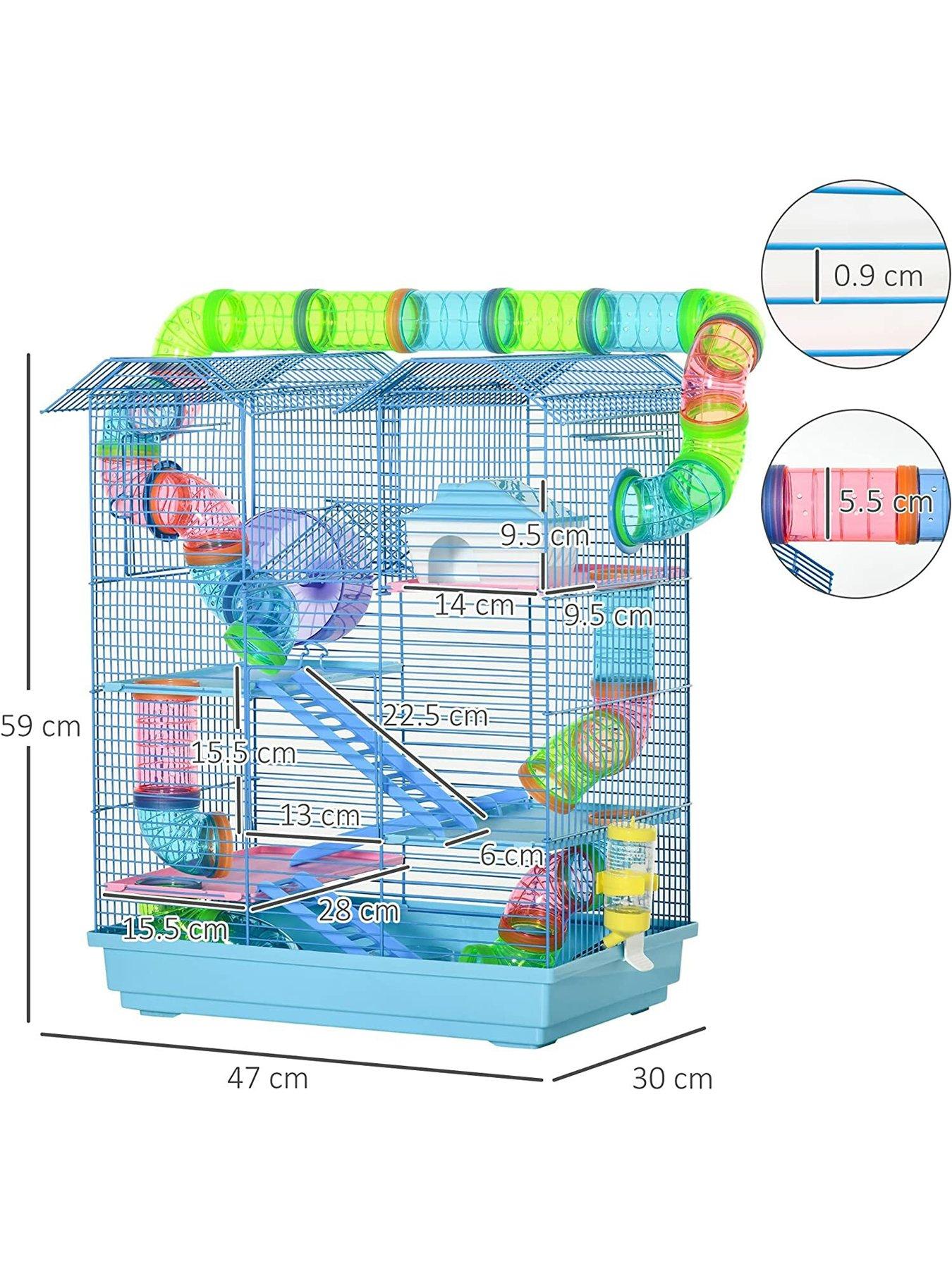 Image 2 of 7 of PawHut Hamster Metal 5-Tier Cage with Tunnels -&nbsp;Blue